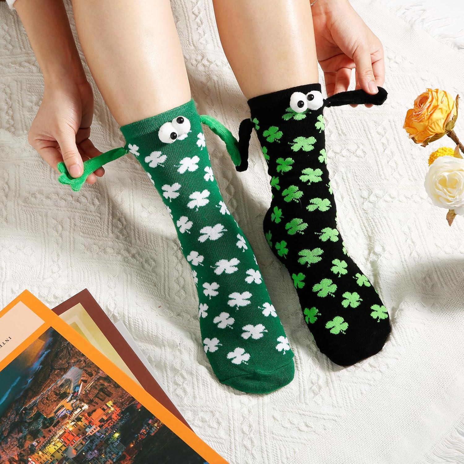 2 Pares de Calcetines Irlandeses XIHIRCD con Diseño de Trébol