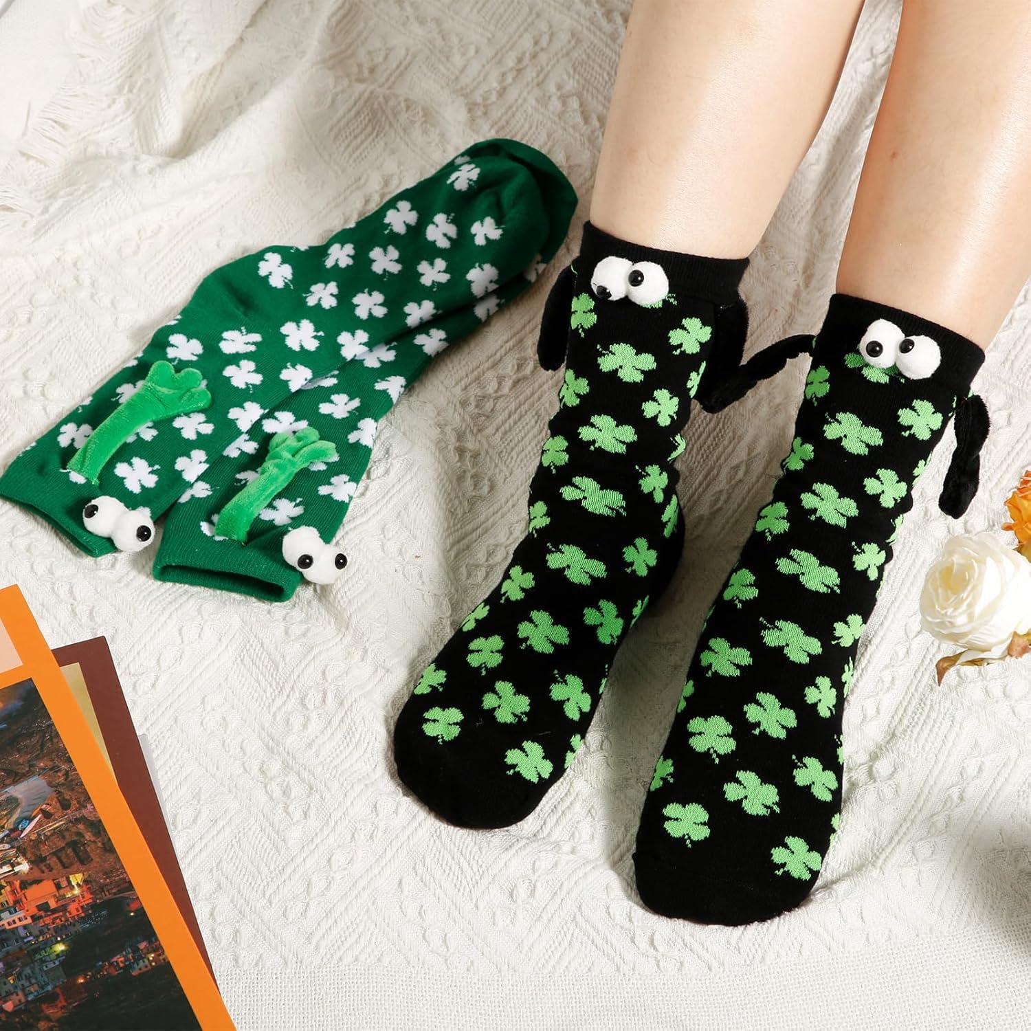 2 Pares de Calcetines Irlandeses XIHIRCD con Diseño de Trébol