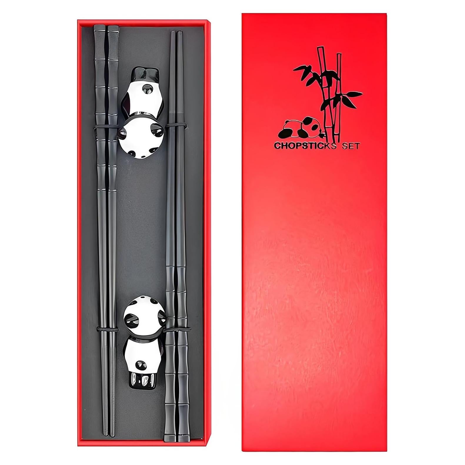 Juego de Palillos Reutilizables ITXIYC con Soporte Panda 2 Pares