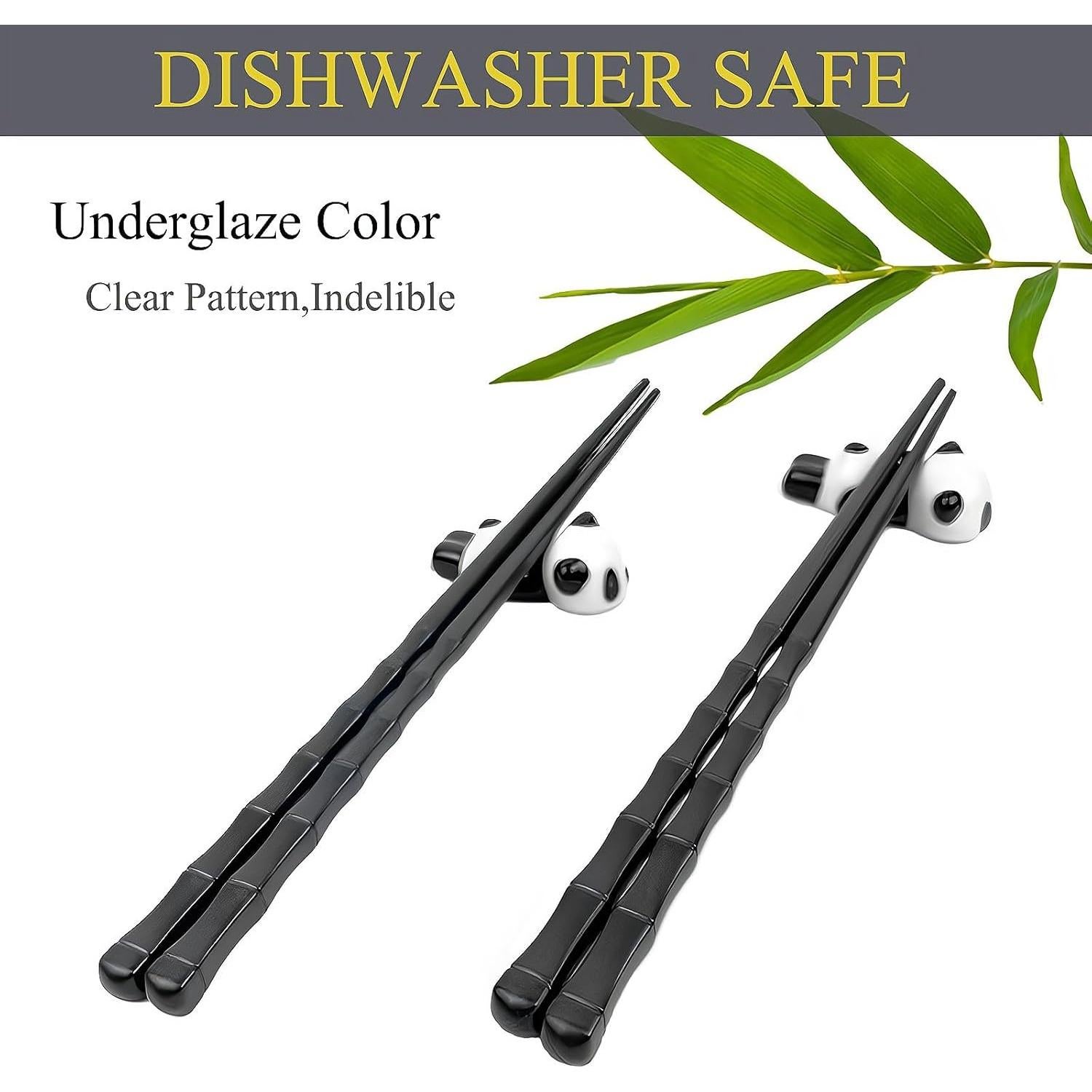 Juego de Palillos Reutilizables ITXIYC con Soporte Panda 2 Pares