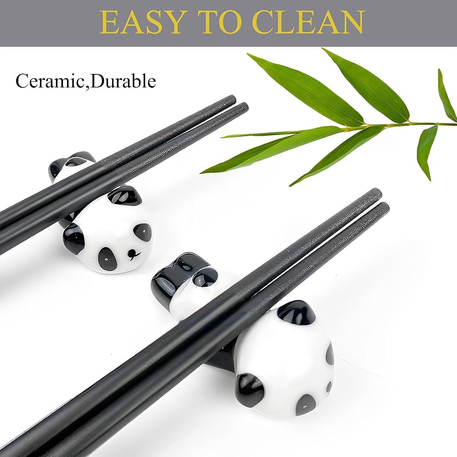 Juego de Palillos Reutilizables ITXIYC con Soporte Panda 2 Pares