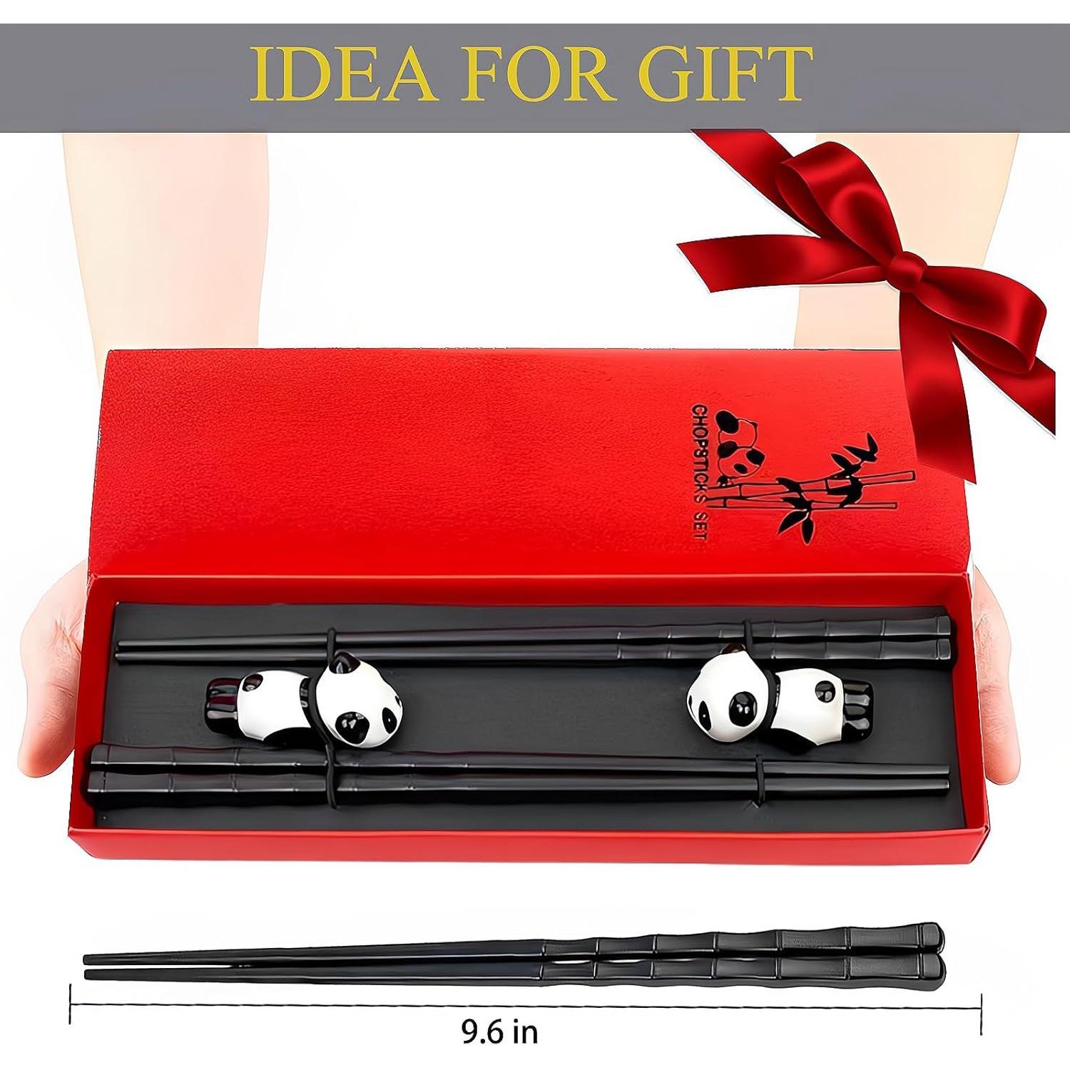 Juego de Palillos Reutilizables ITXIYC con Soporte Panda 2 Pares