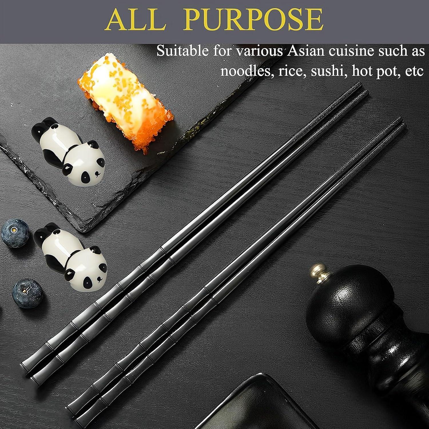 Juego de Palillos Reutilizables ITXIYC con Soporte Panda 2 Pares