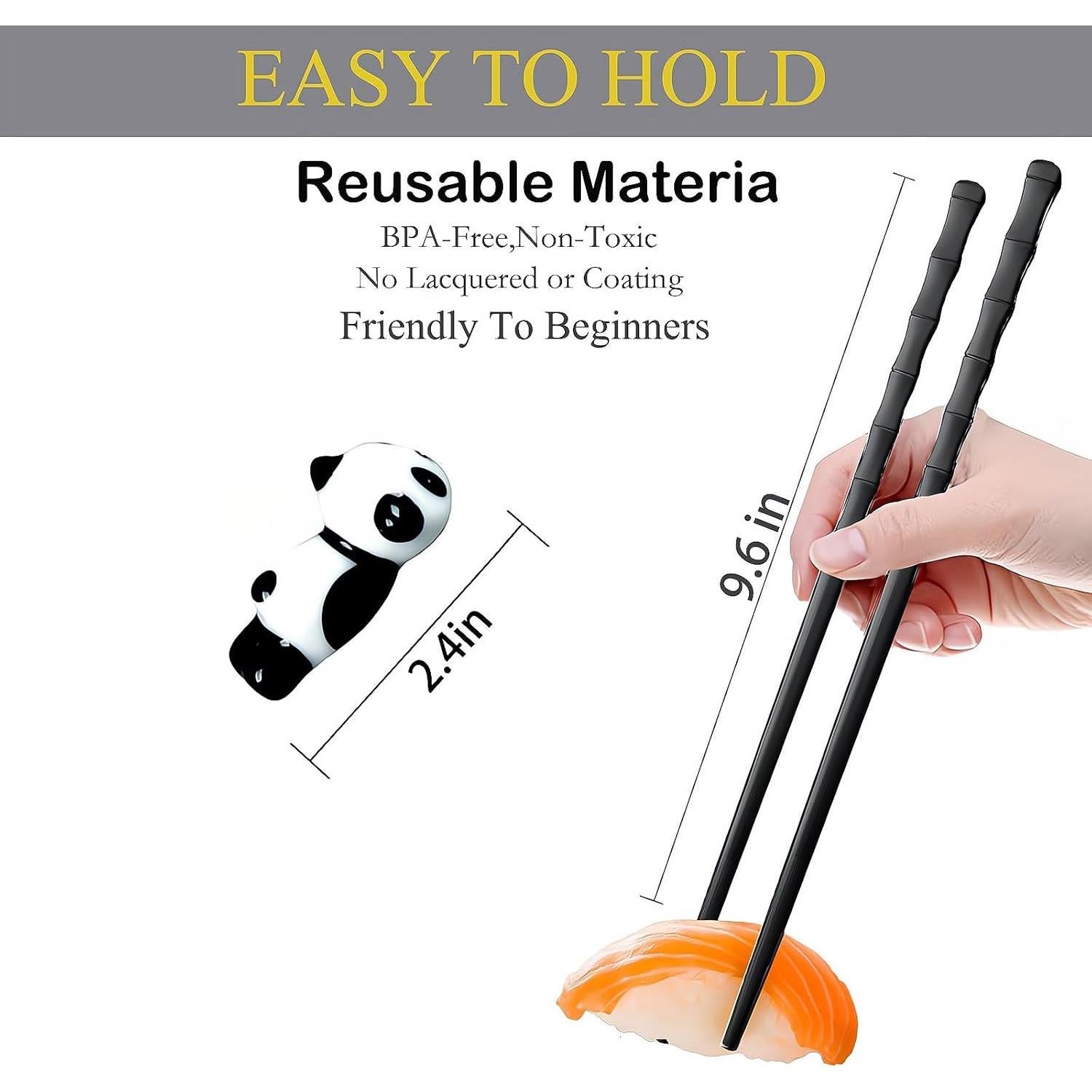 Juego de Palillos Reutilizables ITXIYC con Soporte Panda 2 Pares