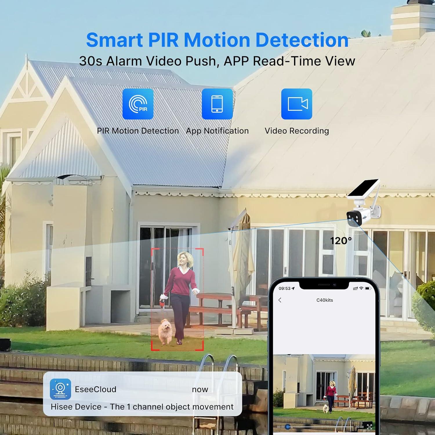 Sistema de Cámara de Seguridad Inalámbrica Solar Hiseeu 4MP 1TB