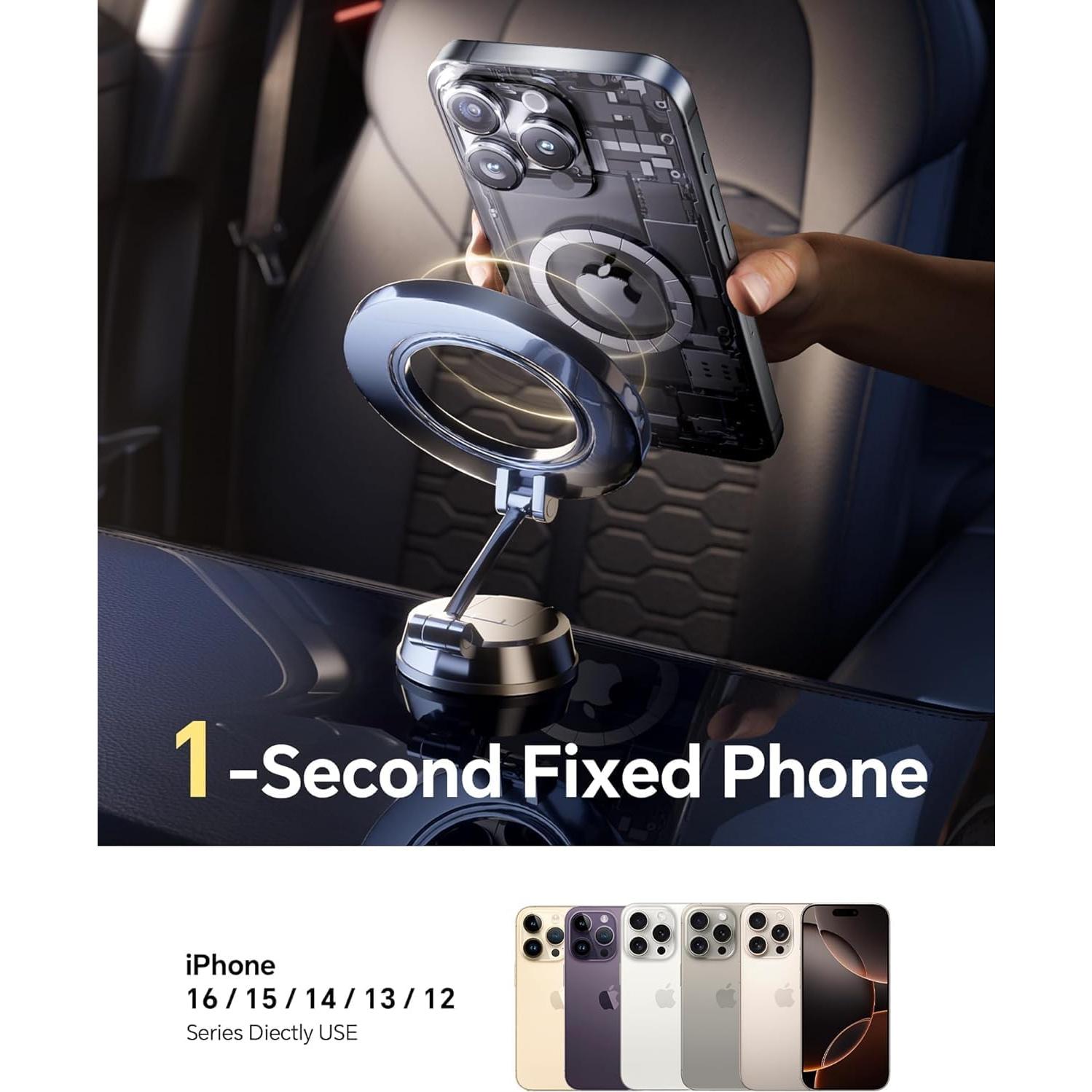 Soporte de Coche Magnético Coolpow MagSafe para iPhone 16-13