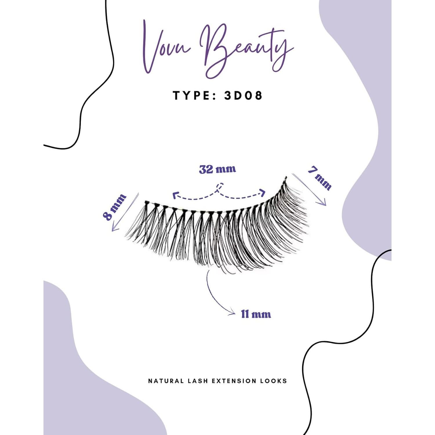 Pestañas Postizas 3D VOVU - Banda Invisible y Suave - Kit Natural