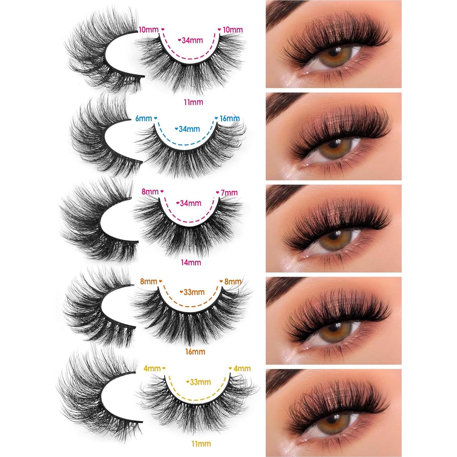 Pestañas Postizas JIMIRE 5D Naturales 14mm-18mm 20 Pares