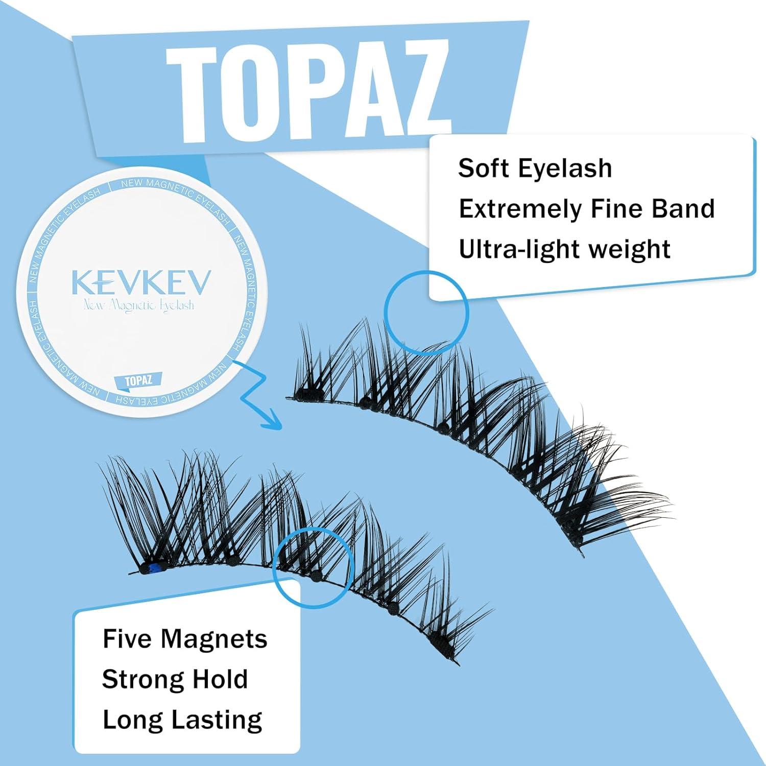 Kit de Pestañas Magnéticas KevKev Reutilizables 1 Par Topacio