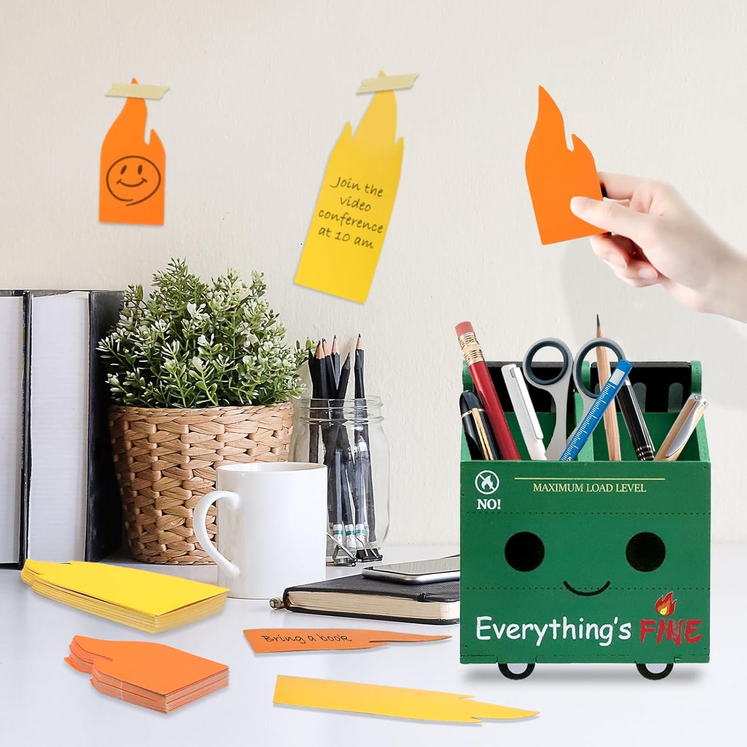 Soporte para lápices PUNICA en forma de basurero verde con 100 notas