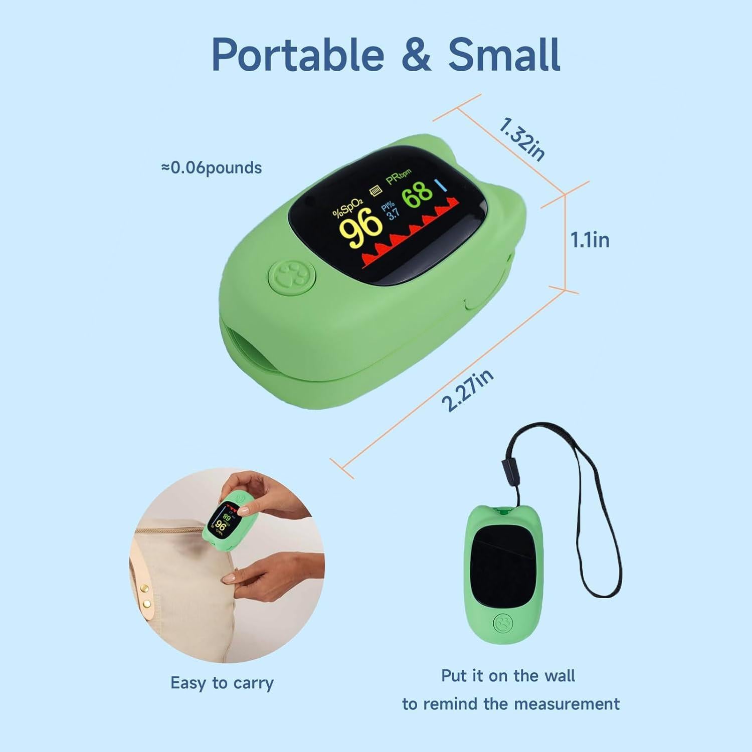 Oxímetro de Pulso Pediátrico YHXPIAY Verde Recargable