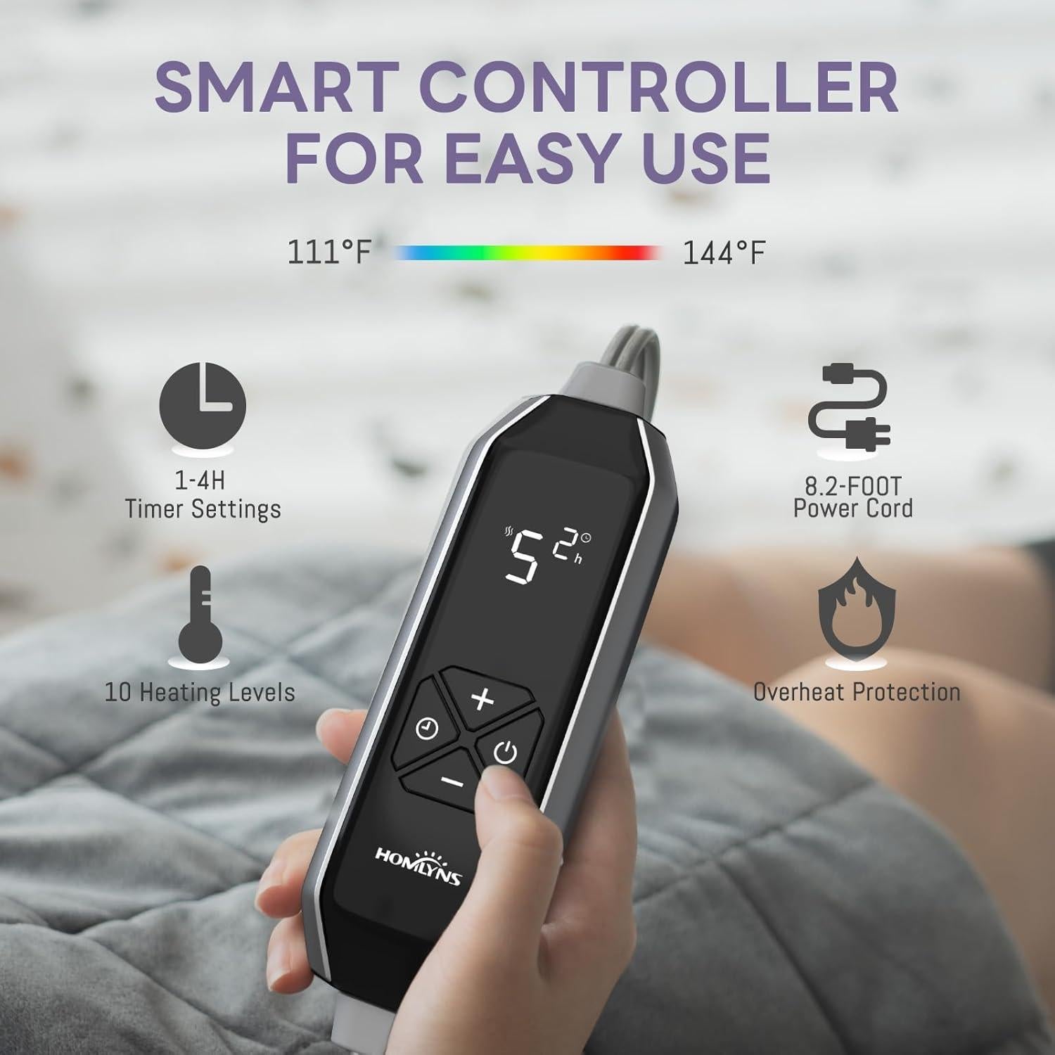 Almohadilla Térmica HOMLYNS RelaxRite 30x60cm 10 Niveles Calor