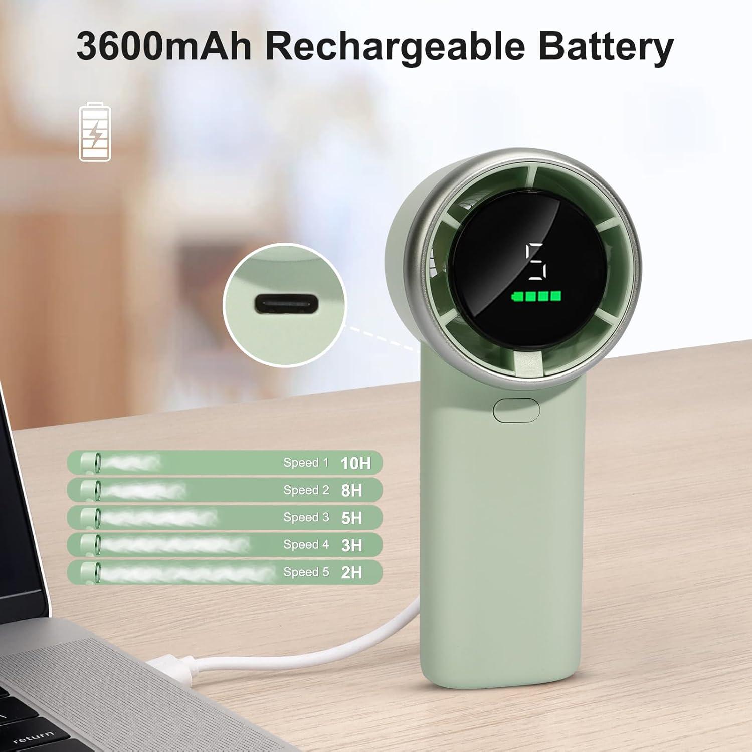 Ventilador Turbo Portátil HONEYYEAR Verde 5 Velocidades 3600mAh