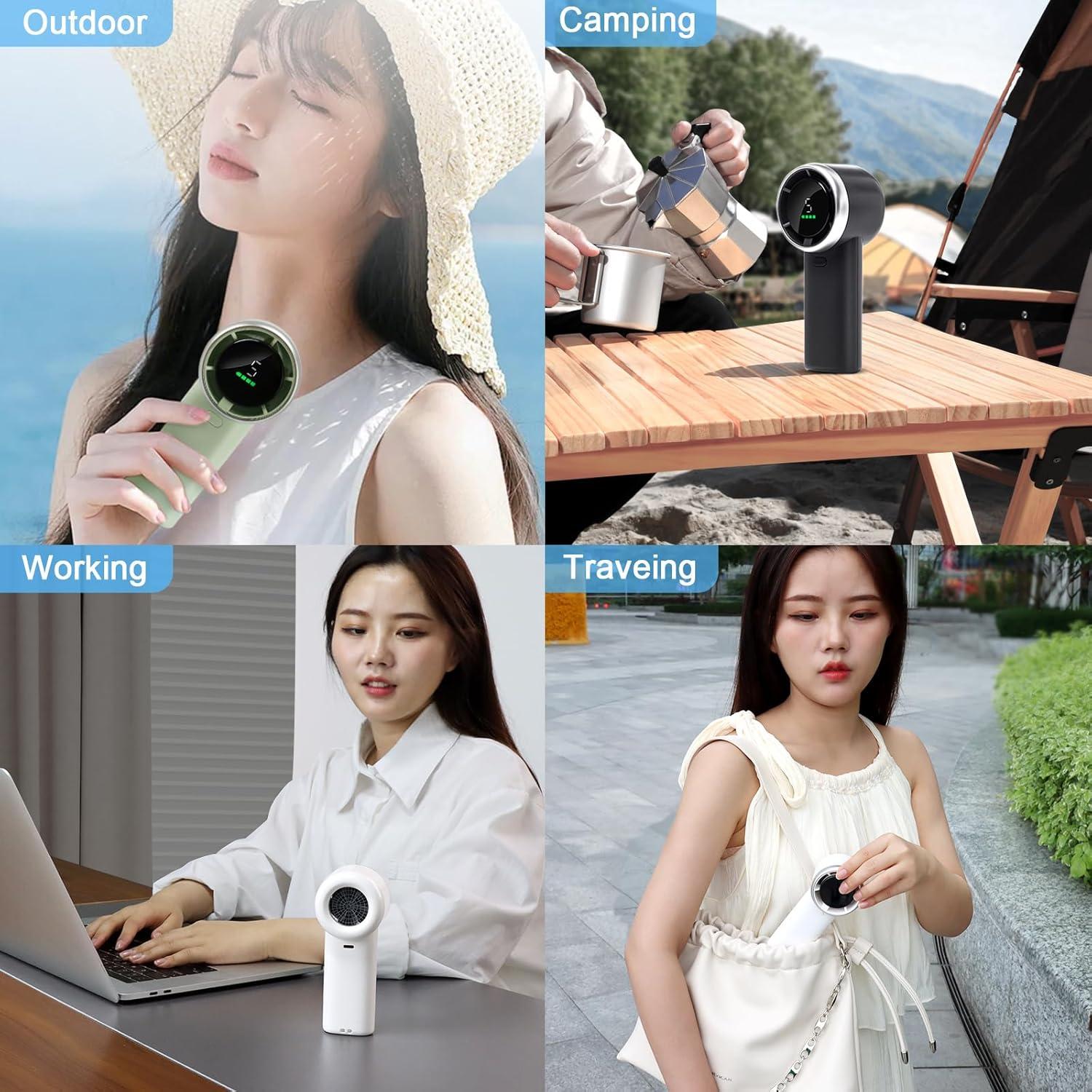 Ventilador Turbo Portátil HONEYYEAR Verde 5 Velocidades 3600mAh