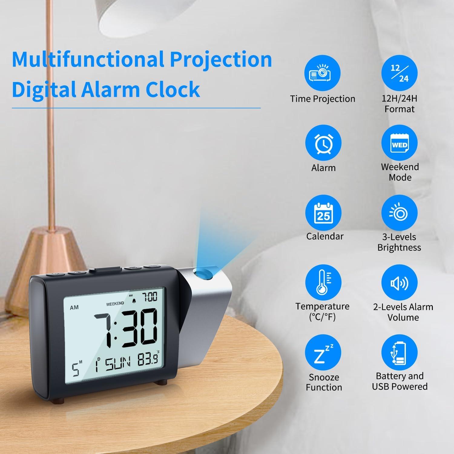 Reloj Despertador Proyector MeesMeek Digital con Temperatura