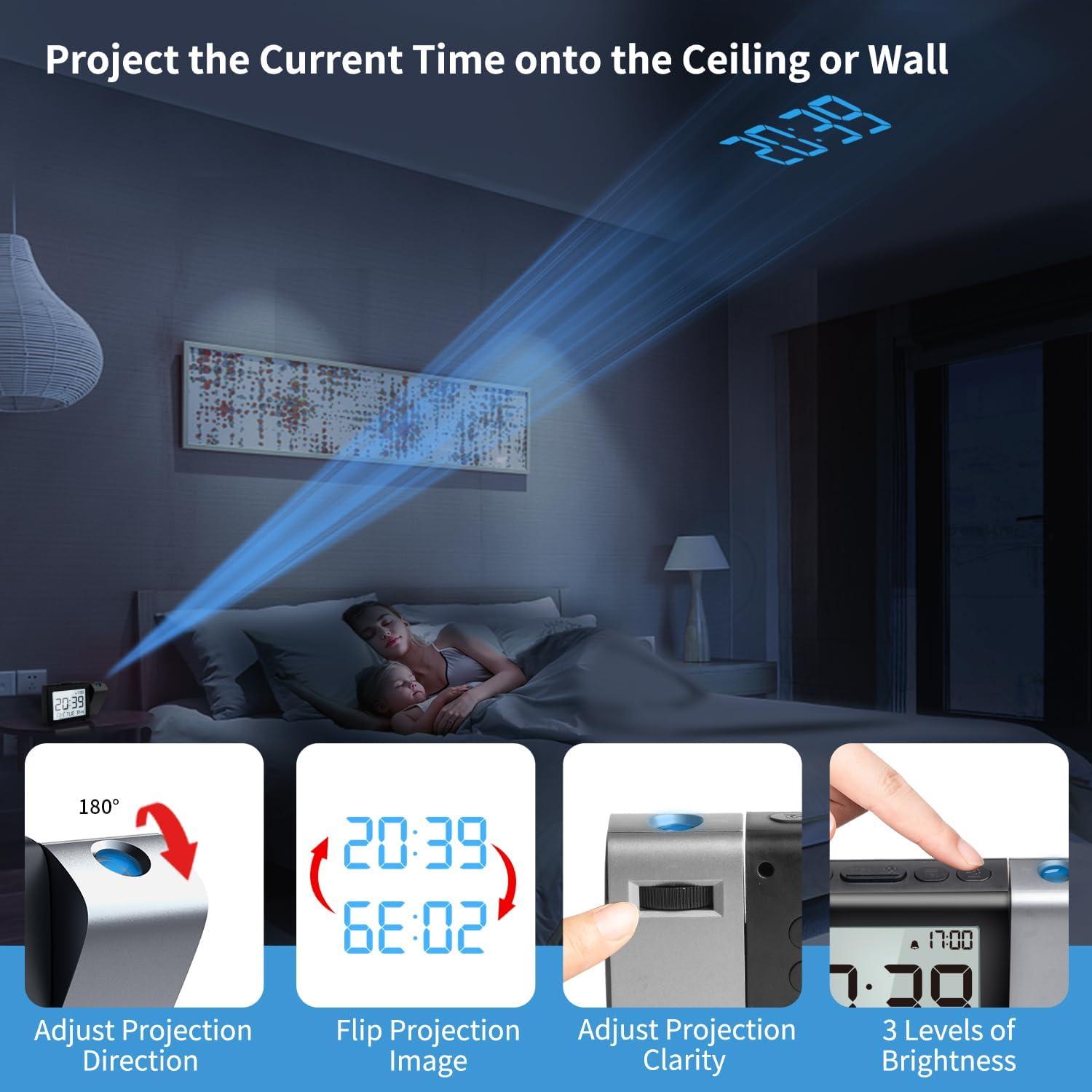 Reloj Despertador Proyector MeesMeek Digital con Temperatura