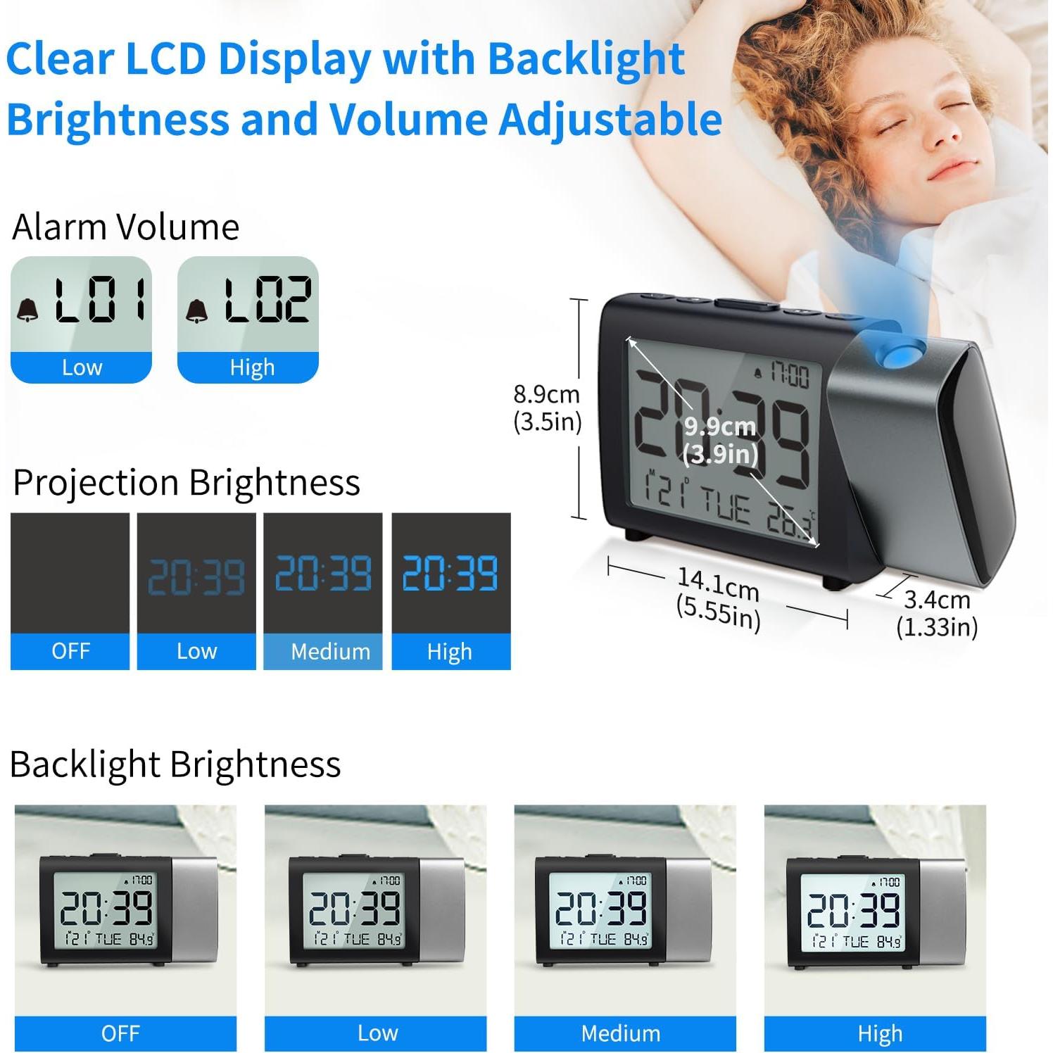 Reloj Despertador Proyector MeesMeek Digital con Temperatura