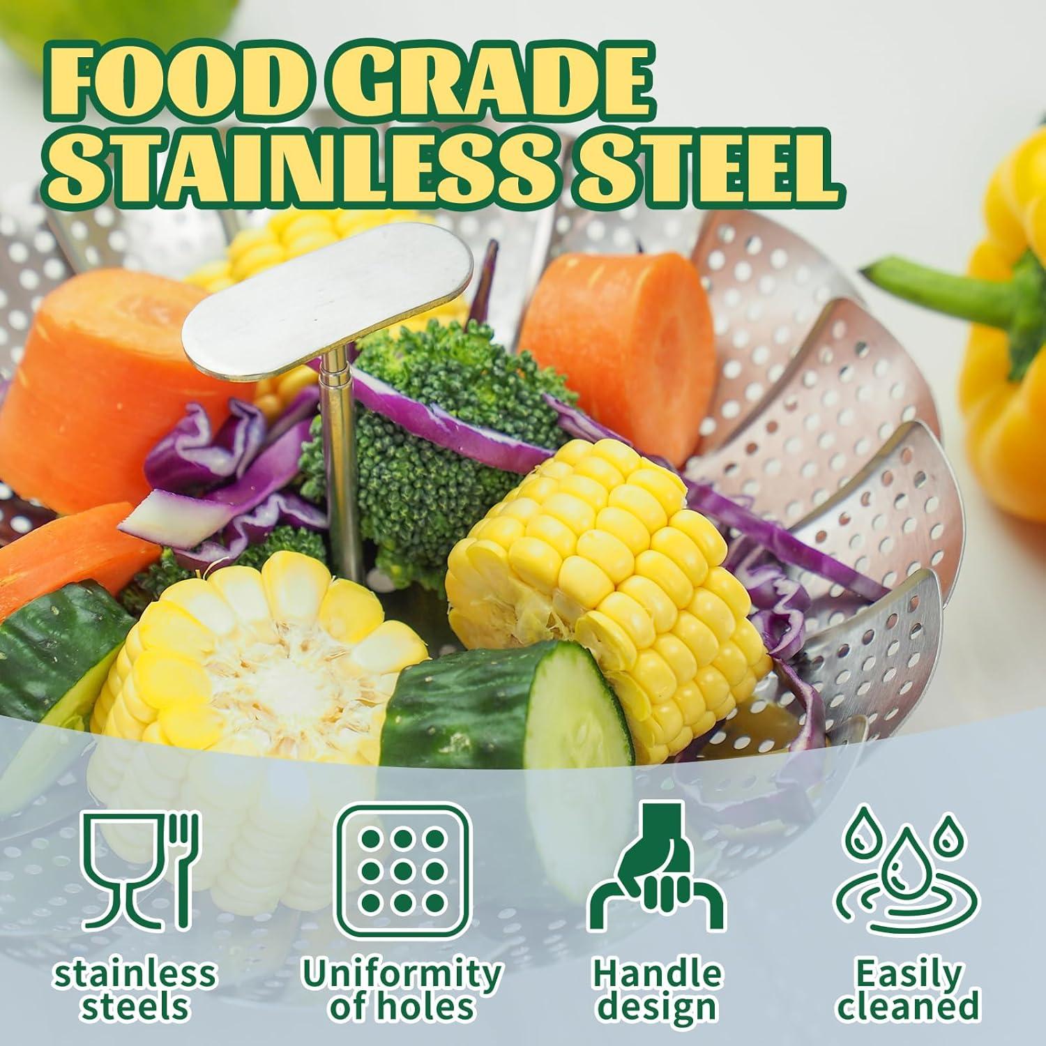 Cesta de Vapor Plegable Acero Inoxidable 11" para Verduras