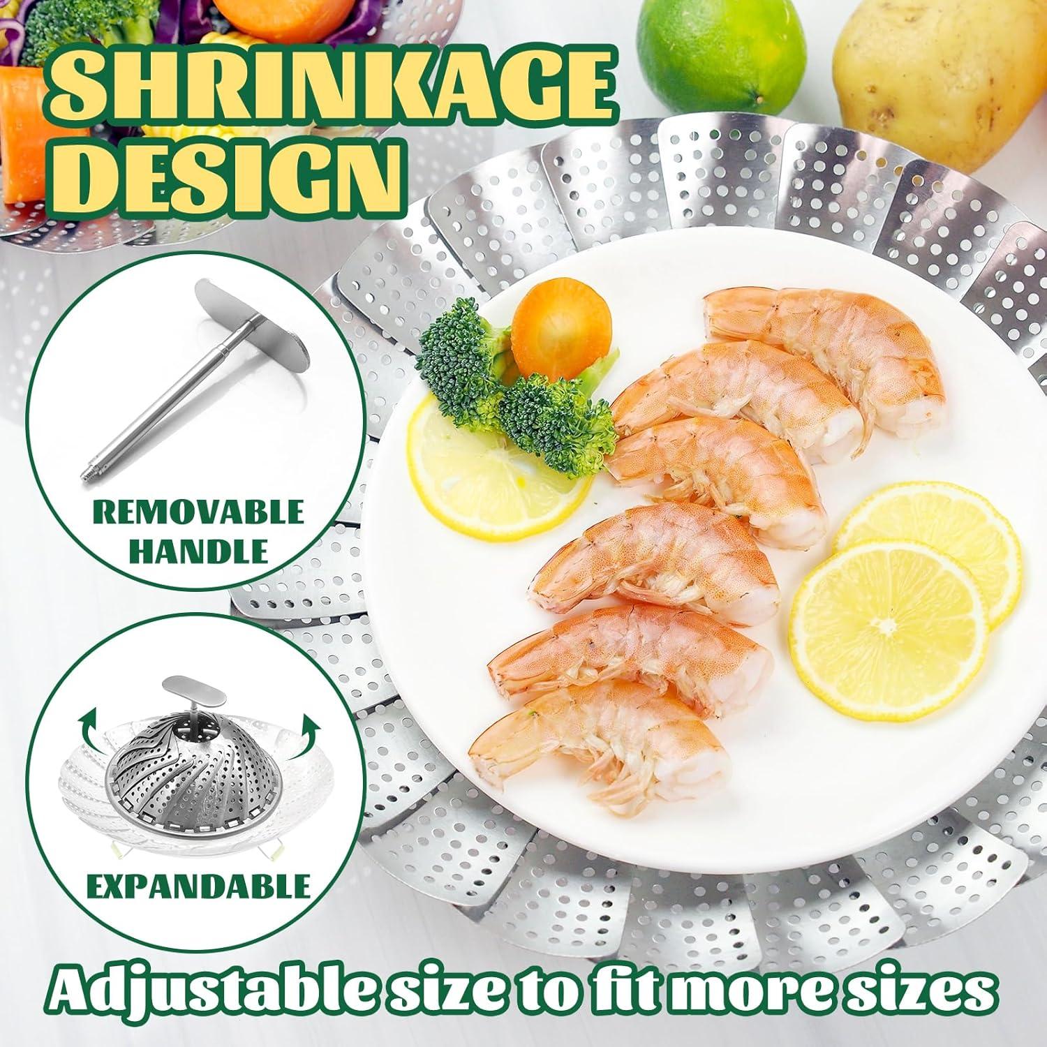 Cesta de Vapor Plegable Acero Inoxidable 11" para Verduras