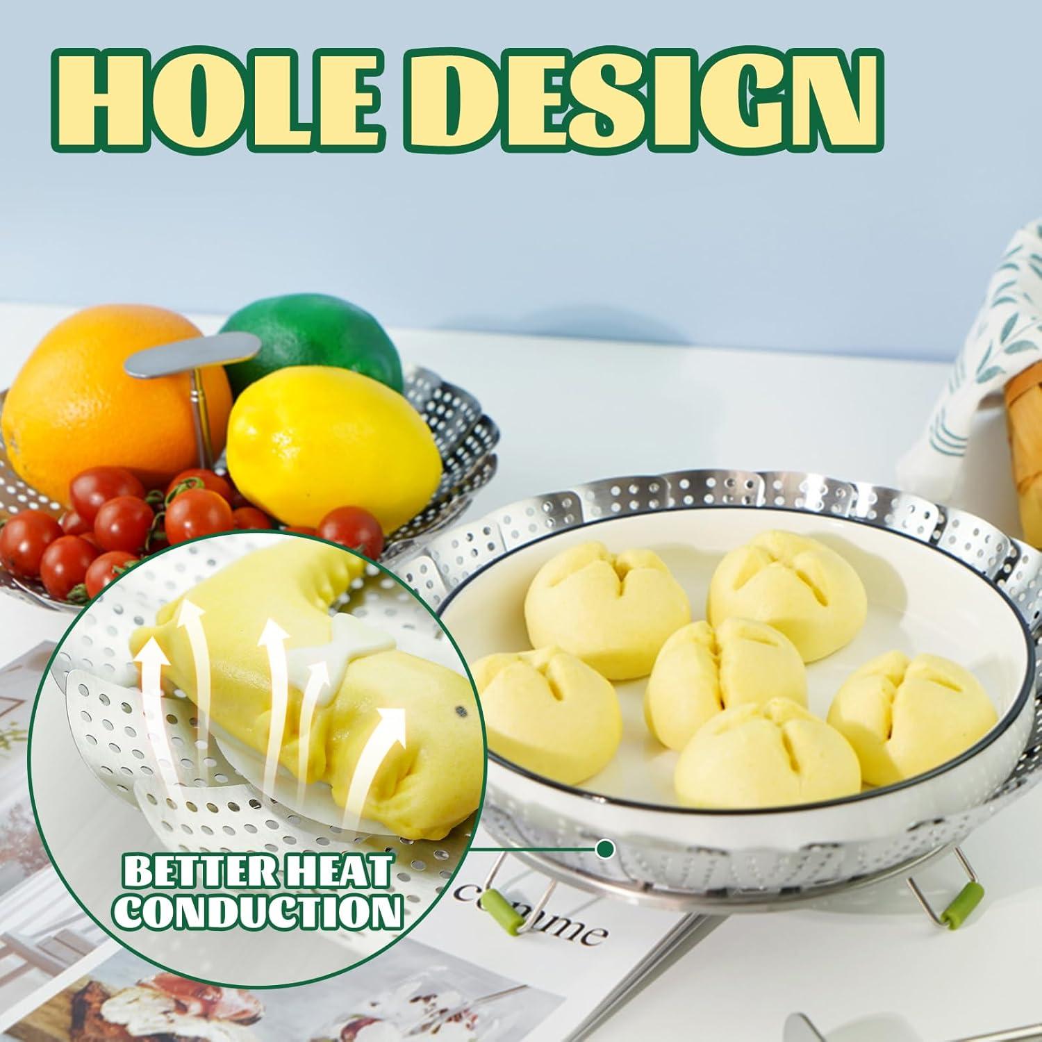 Cesta de Vapor Plegable Acero Inoxidable 11" para Verduras