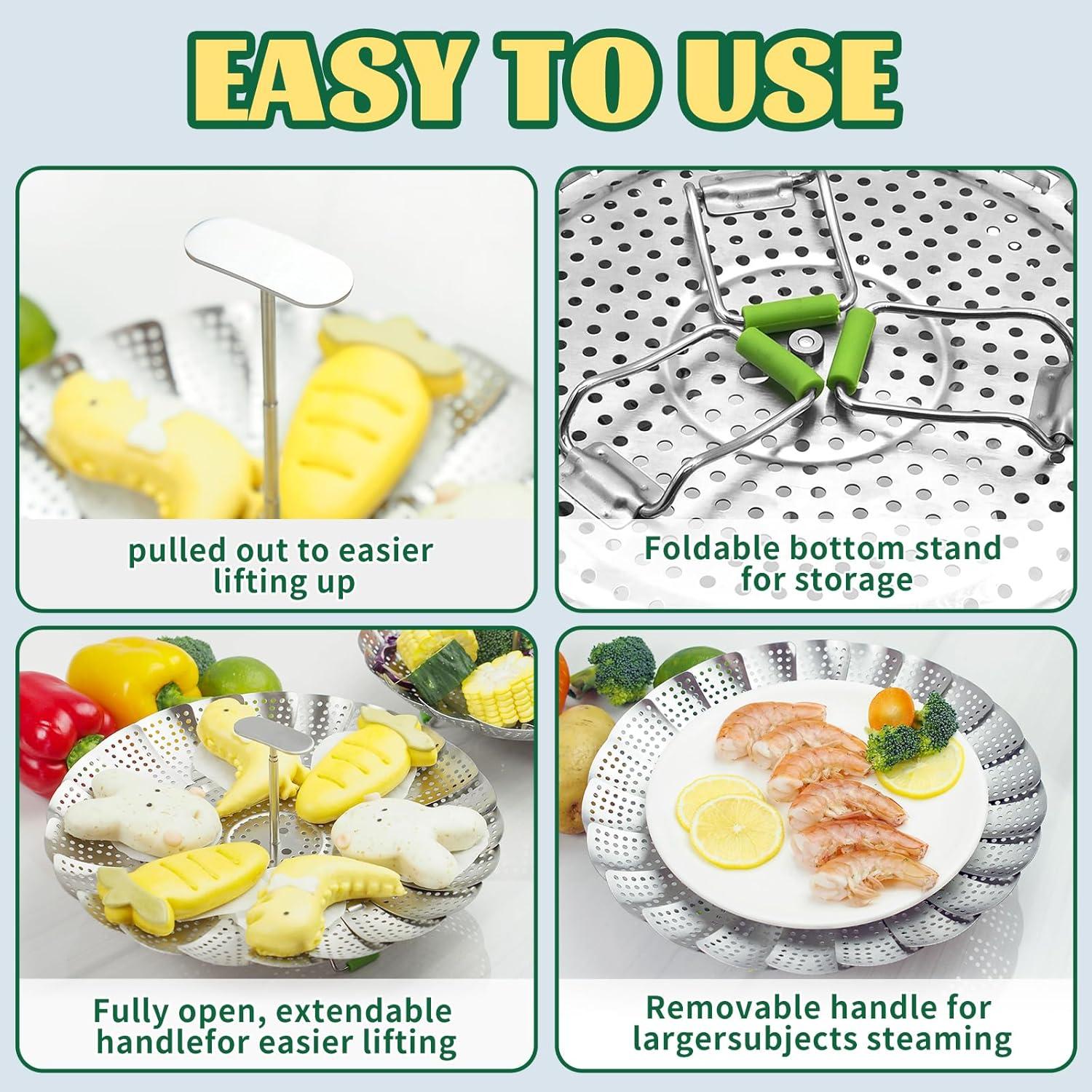 Cesta de Vapor Plegable Acero Inoxidable 11" para Verduras