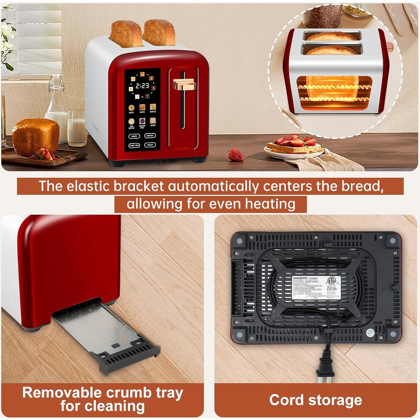 Tostadora SEEDEEM 2 Rebanadas Táctil 1350W Cereza Oscura