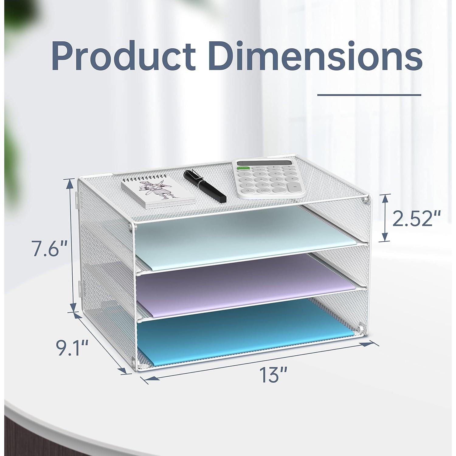 Organizador de Papel DALTACK 3 Niveles Metal Blanco