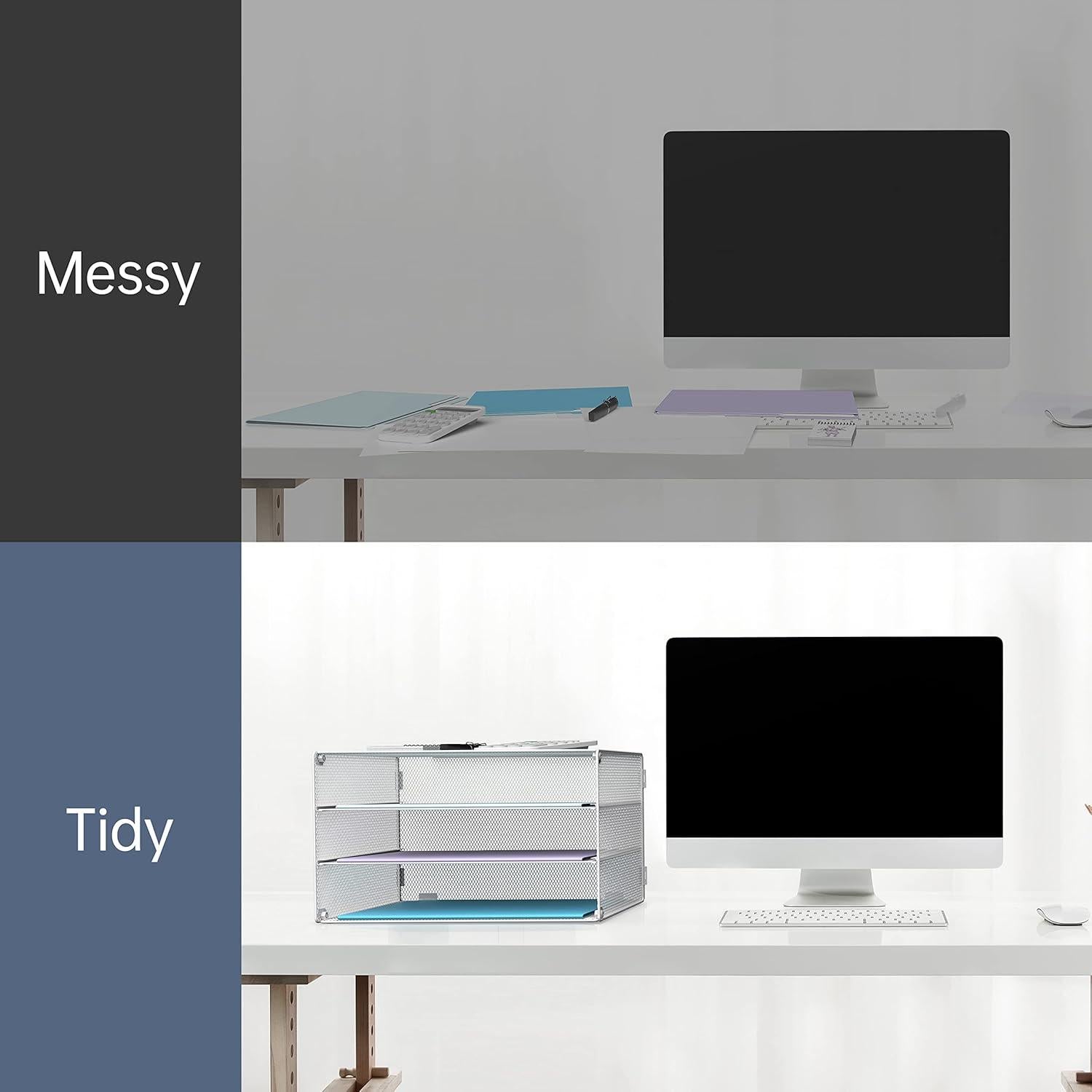 Organizador de Papel DALTACK 3 Niveles Metal Blanco