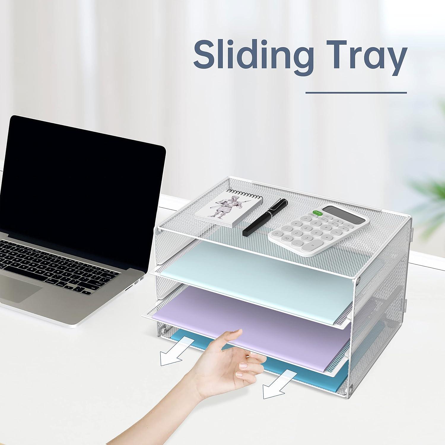 Organizador de Papel DALTACK 3 Niveles Metal Blanco