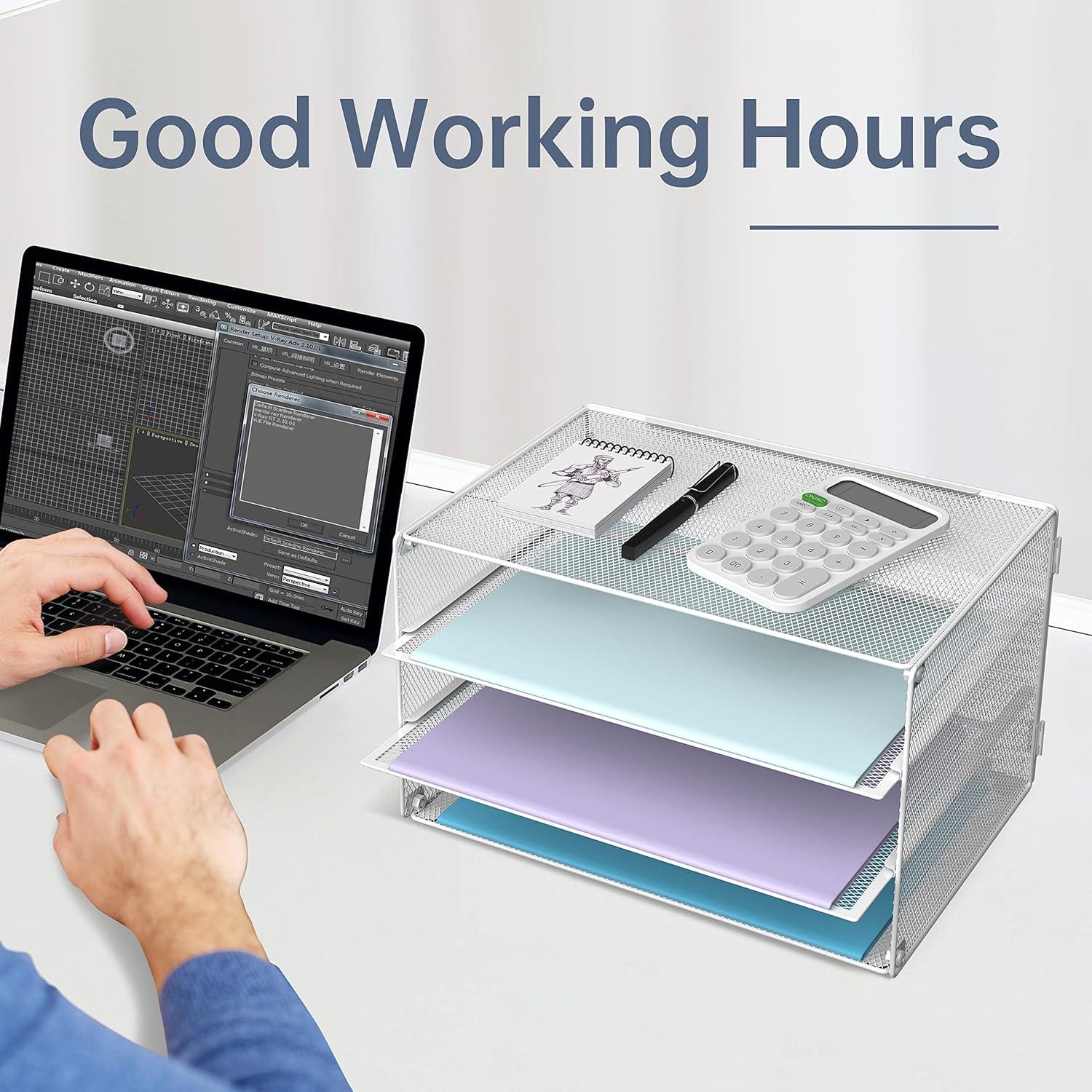 Organizador de Papel DALTACK 3 Niveles Metal Blanco