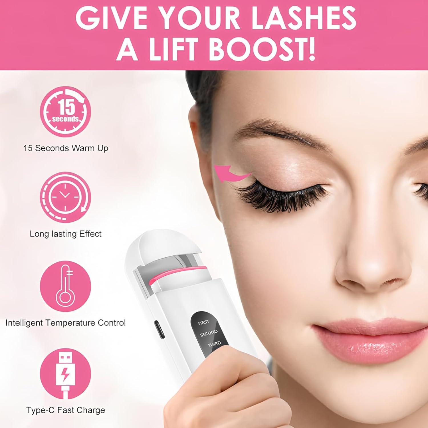 Rizador de Pestañas Eléctrico PINjiaju Blanco con Pantalla LED