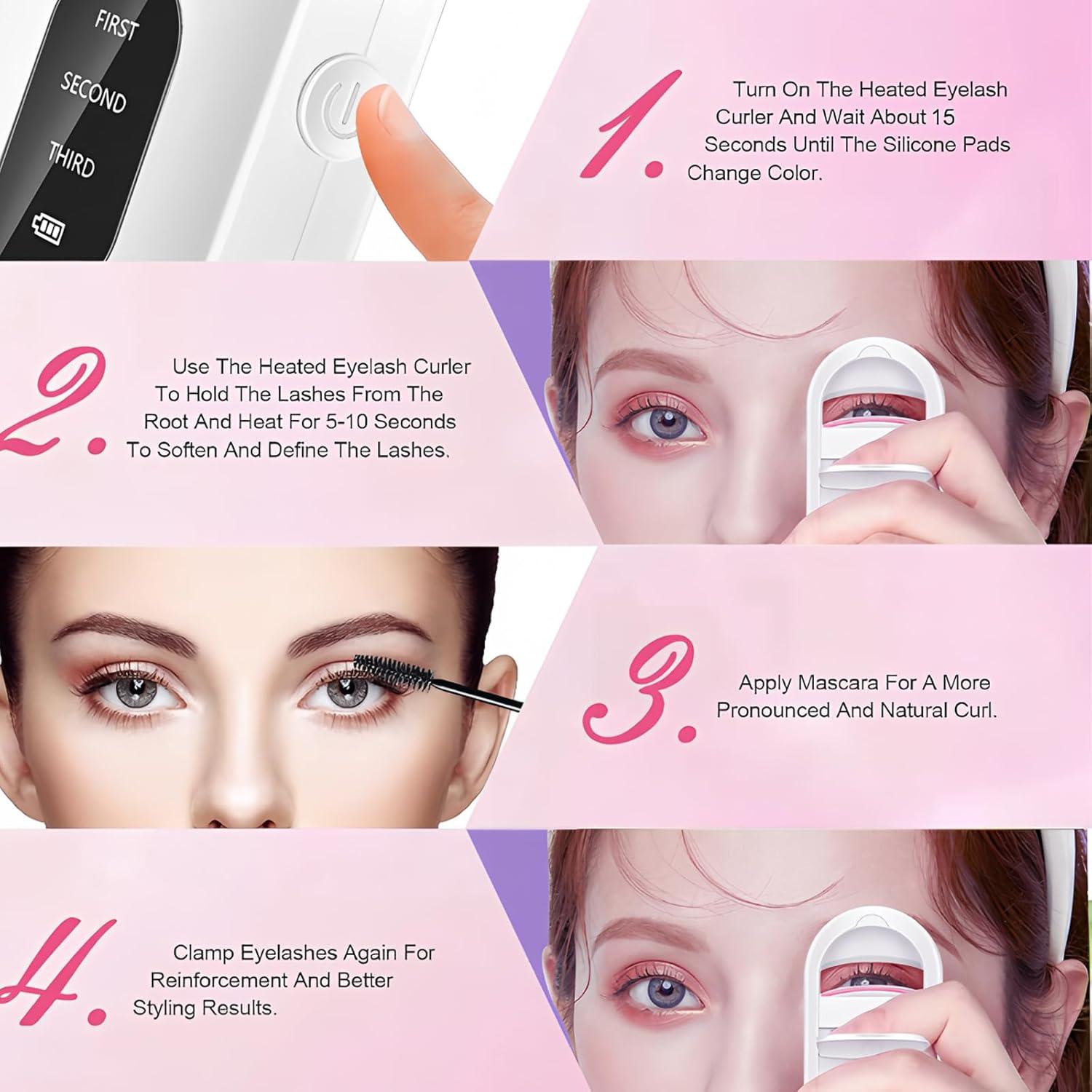 Rizador de Pestañas Eléctrico PINjiaju Blanco con Pantalla LED