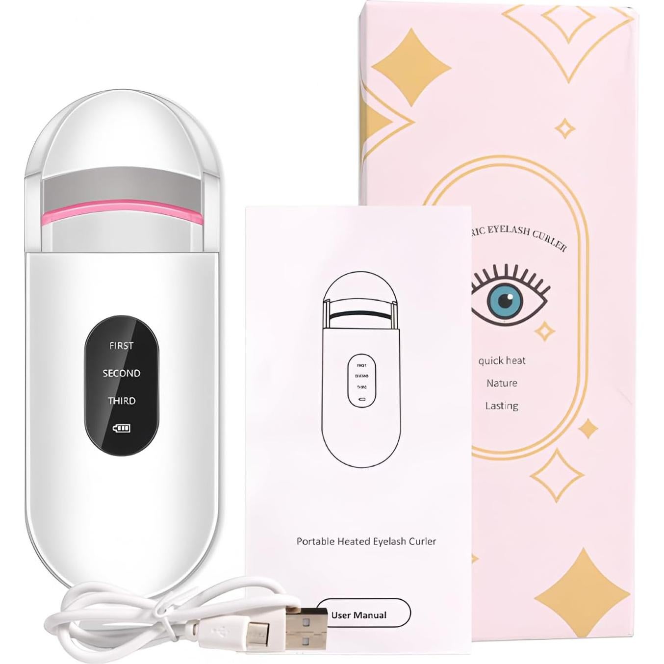 Rizador de Pestañas Eléctrico PINjiaju Blanco con Pantalla LED