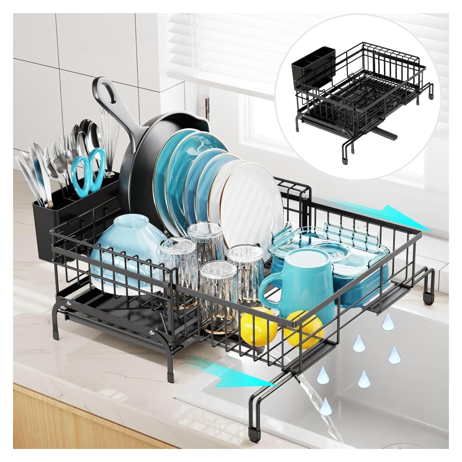 Estante de Secado de Platos Expandible GSlife - Antioxidante, Negro