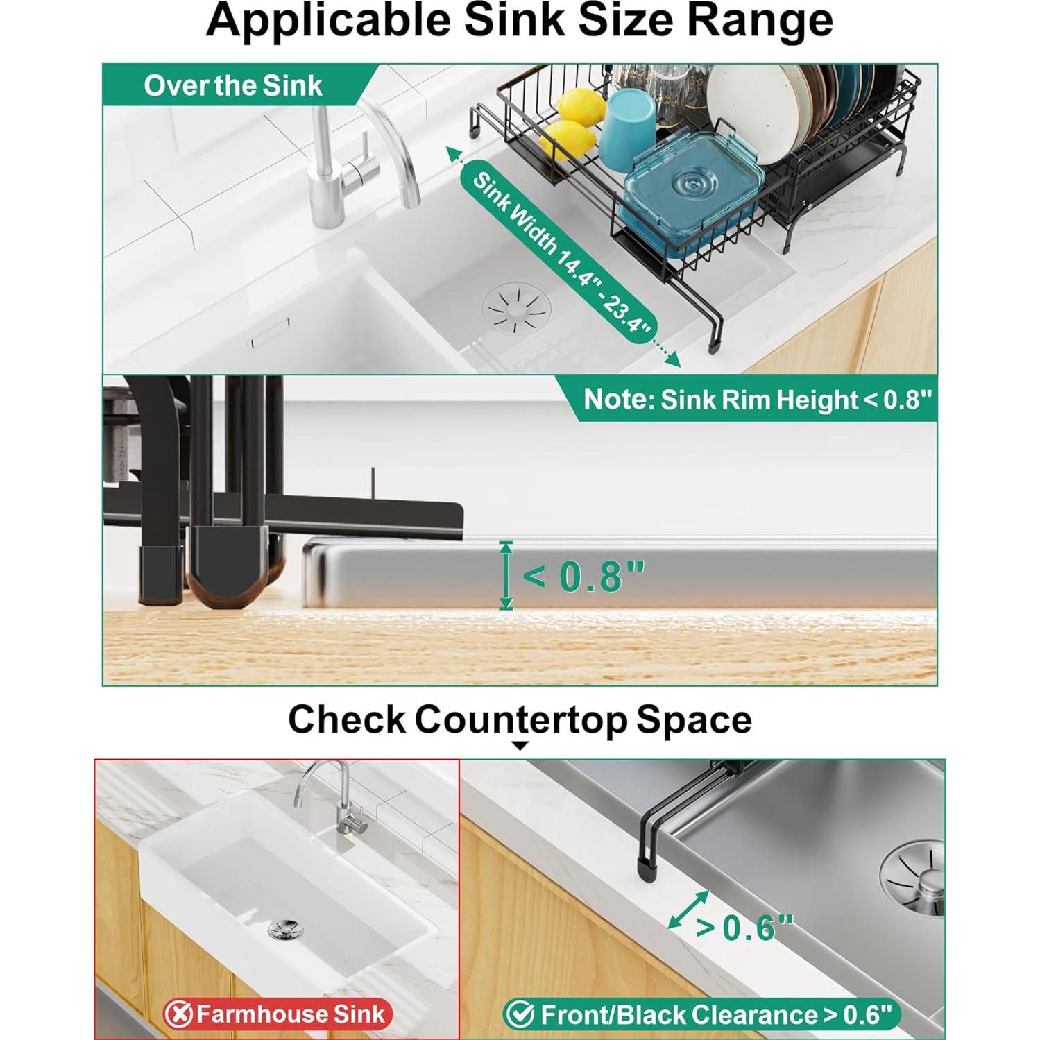Estante de Secado de Platos Expandible GSlife - Antioxidante, Negro