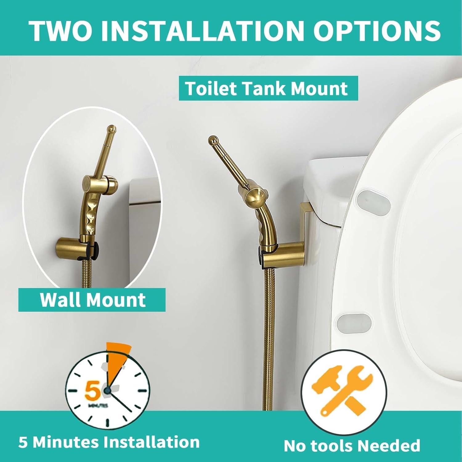 Rociador de Bidet Manual Barrock Dorado Cepillado con Manguera