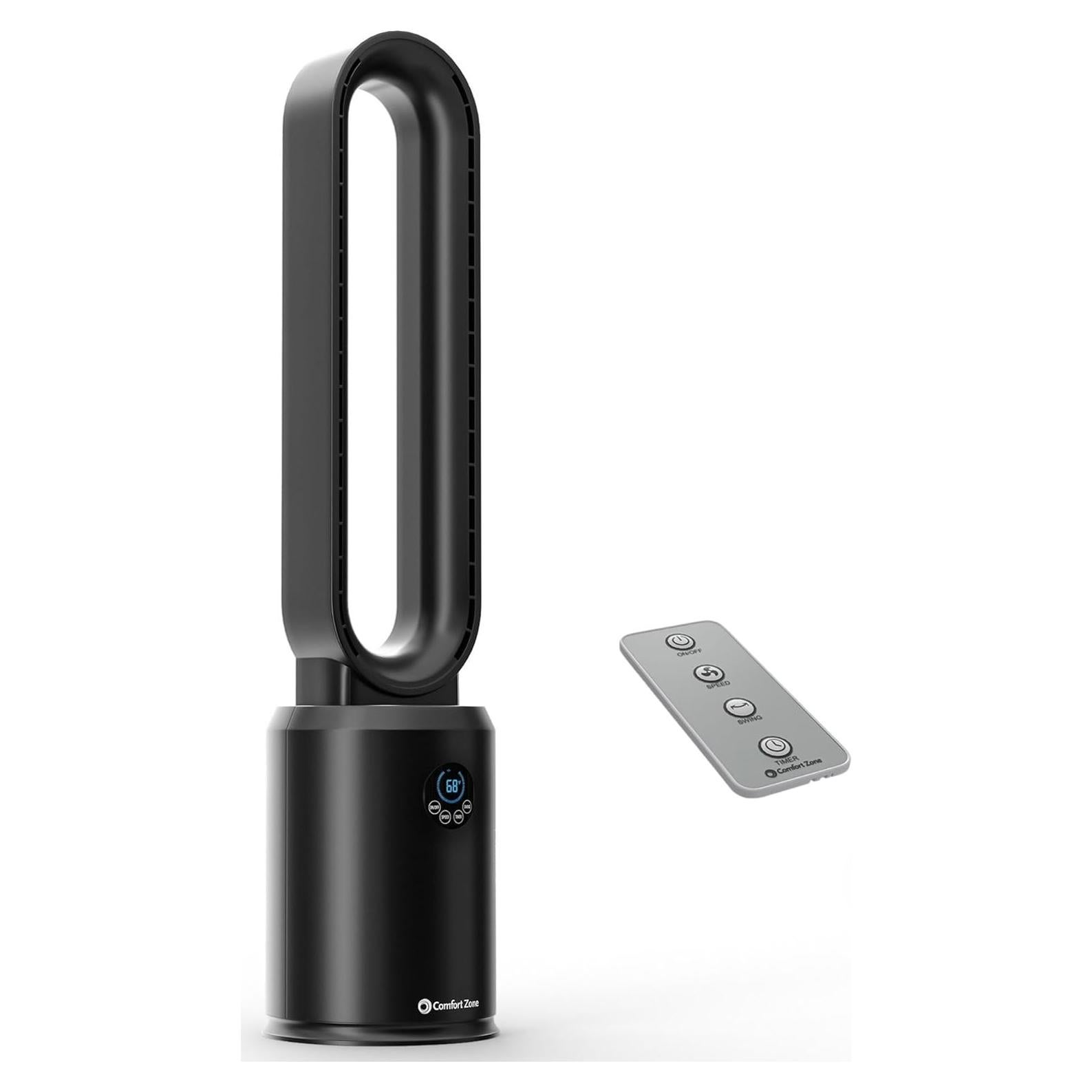 Ventilador de Torre Sin Aspas Comfort Zone 101.6 cm Negro