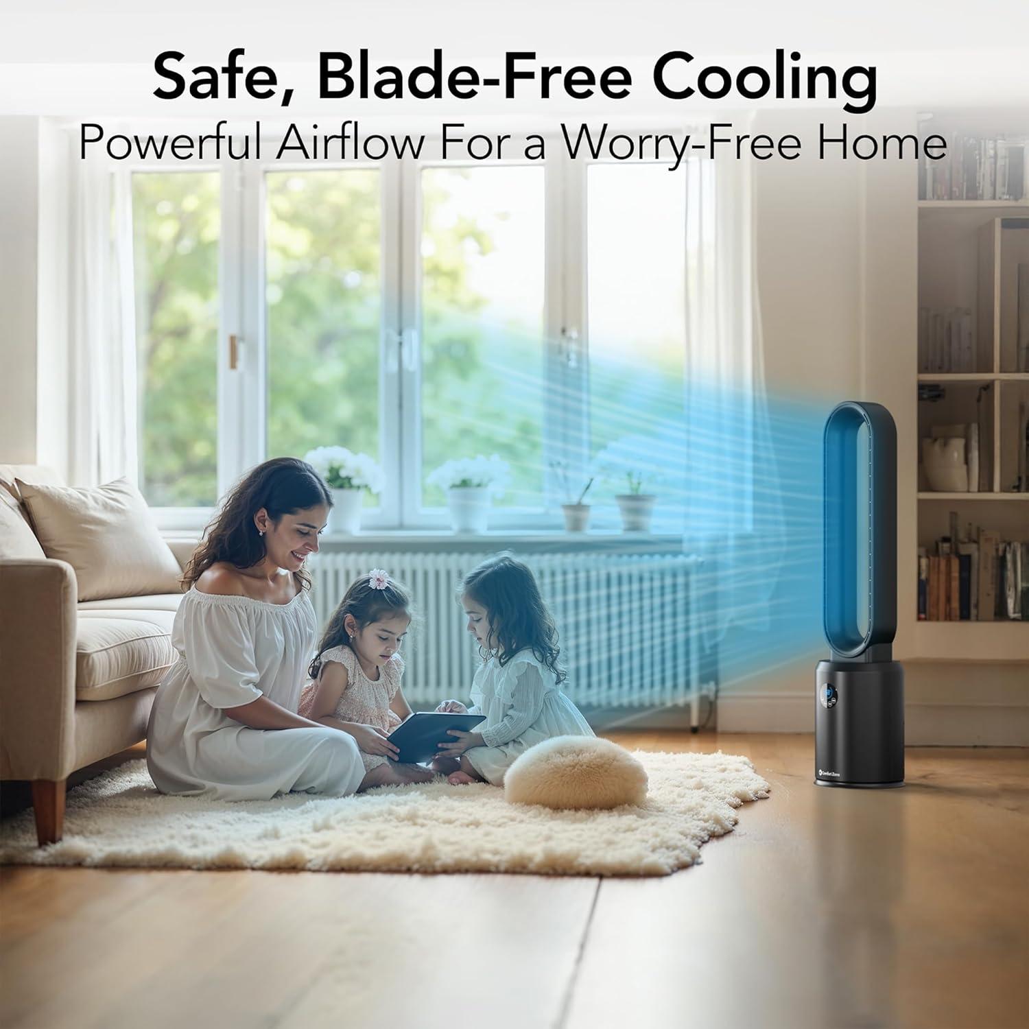 Ventilador de Torre Sin Aspas Comfort Zone 101.6 cm Negro