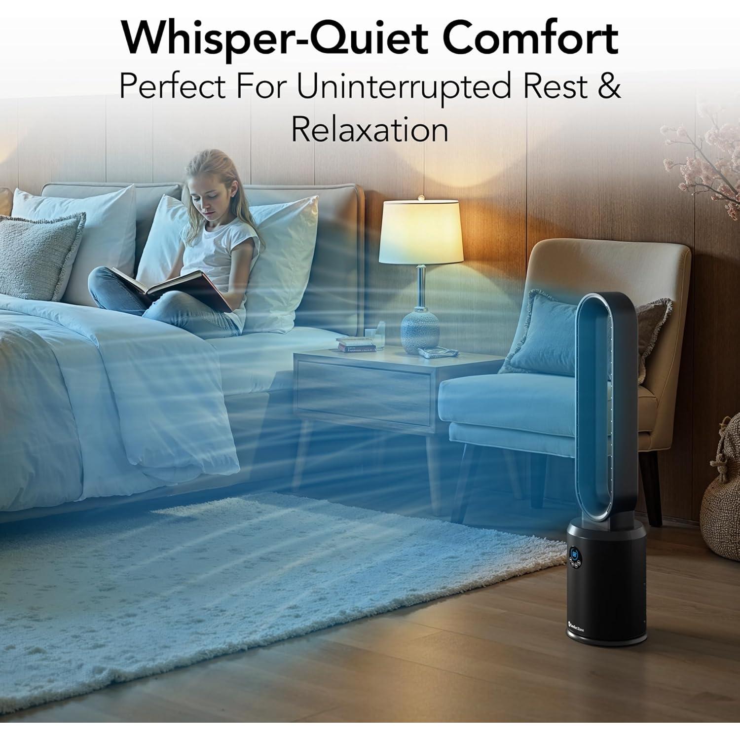 Ventilador de Torre Sin Aspas Comfort Zone 101.6 cm Negro