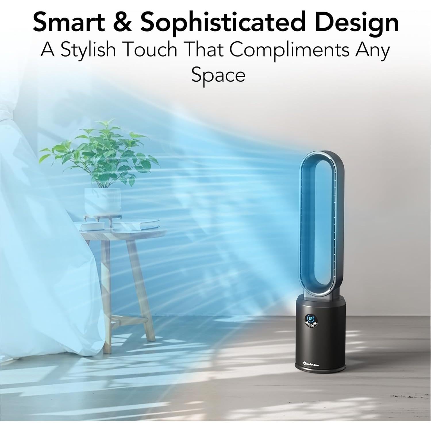 Ventilador de Torre Sin Aspas Comfort Zone 101.6 cm Negro