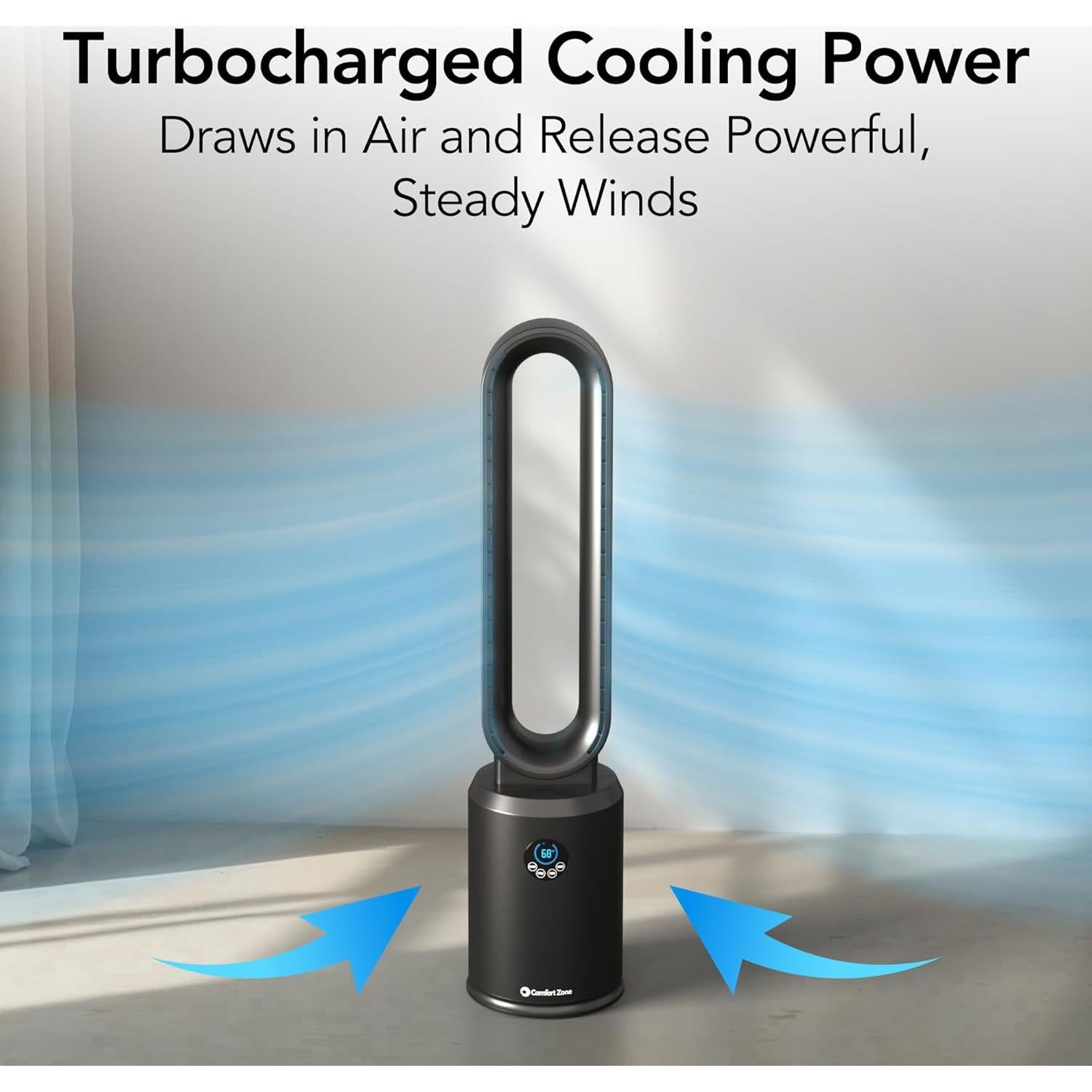 Ventilador de Torre Sin Aspas Comfort Zone 101.6 cm Negro