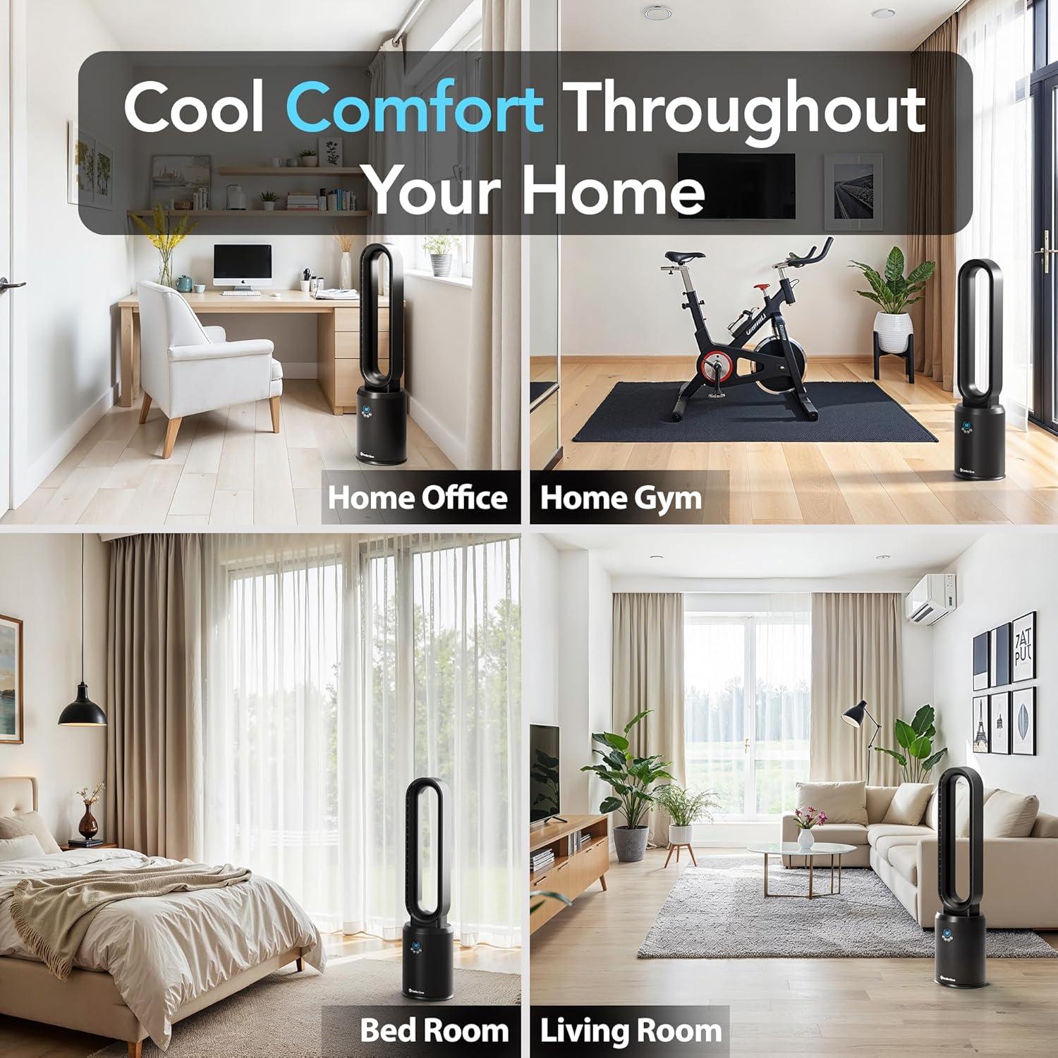 Ventilador de Torre Sin Aspas Comfort Zone 101.6 cm Negro