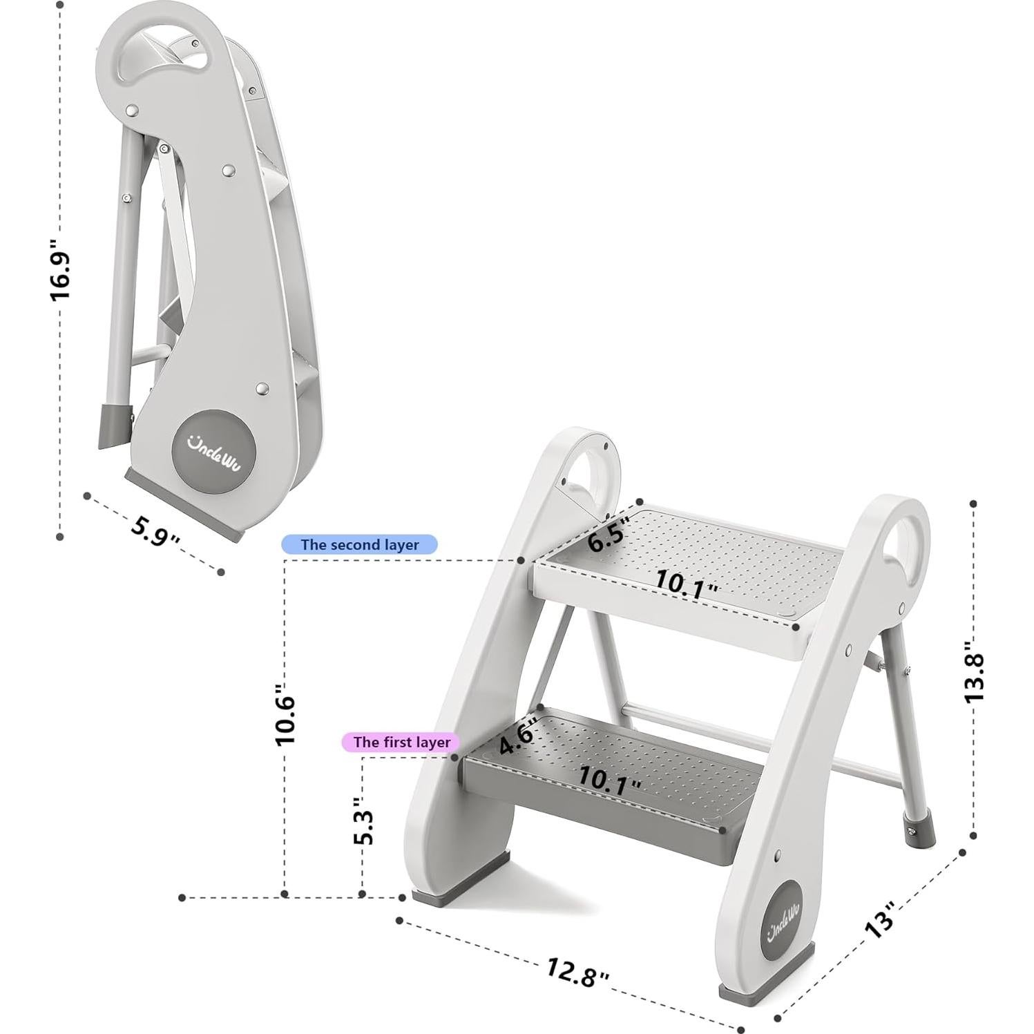 Taburete Plegable 2 Escalones Uncle Wu para Niños - Antideslizante
