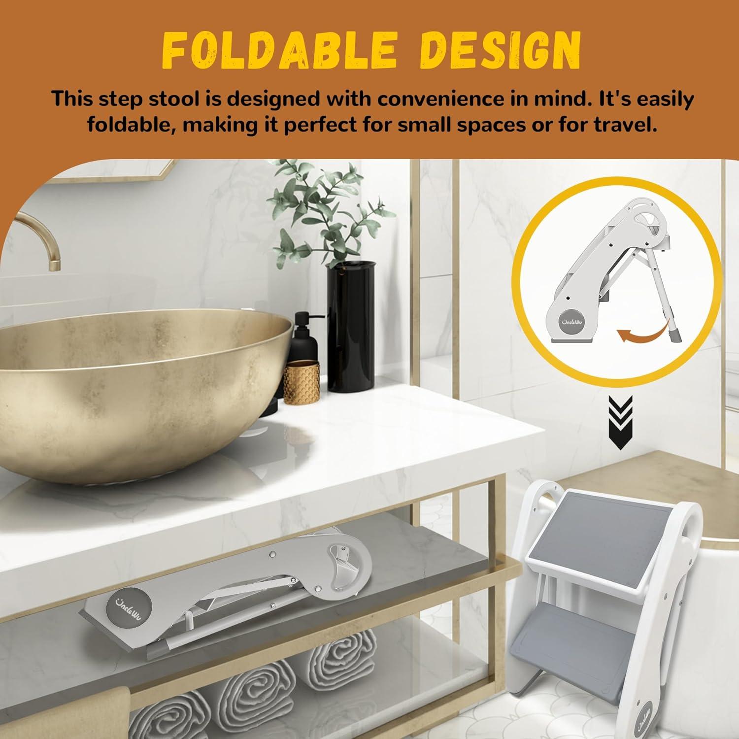 Taburete Plegable 2 Escalones Uncle Wu para Niños - Antideslizante
