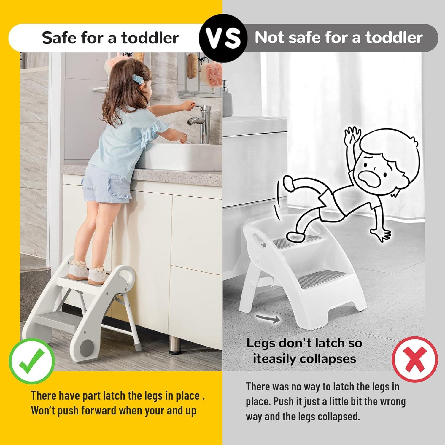 Taburete Plegable 2 Escalones Uncle Wu para Niños - Antideslizante