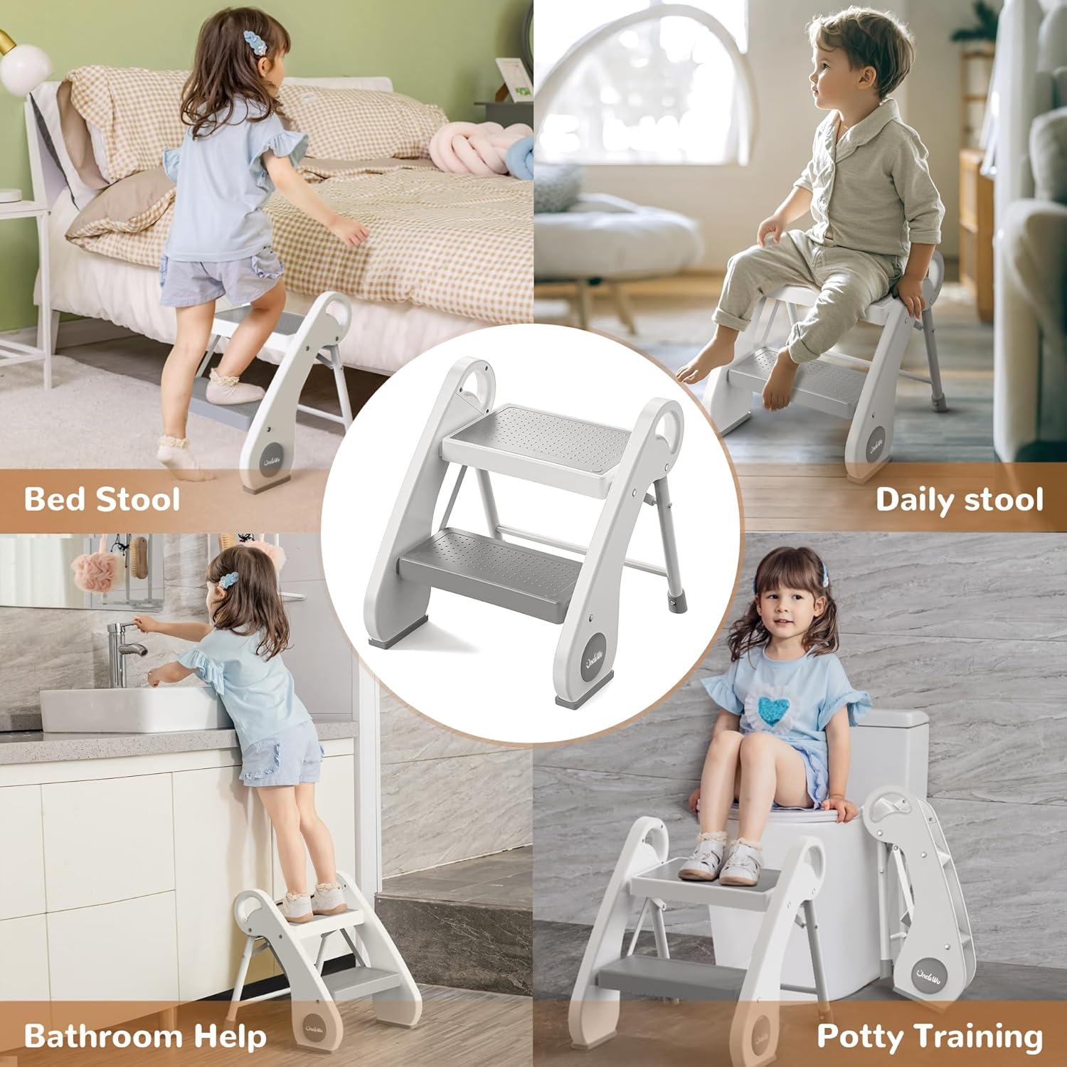 Taburete Plegable 2 Escalones Uncle Wu para Niños - Antideslizante