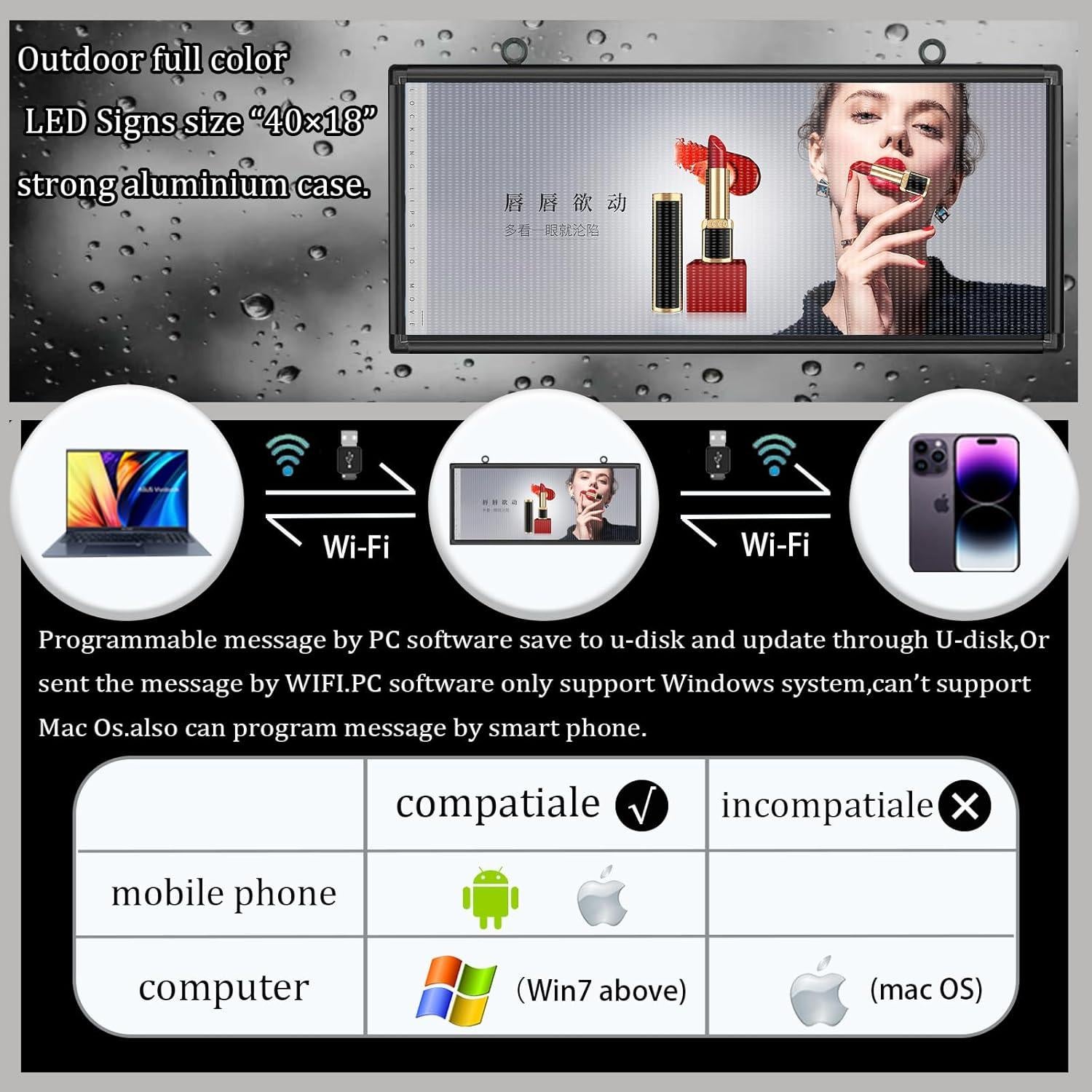 Cartel LED Exterior P6 DS ledsign 101.6x45.7cm IP45