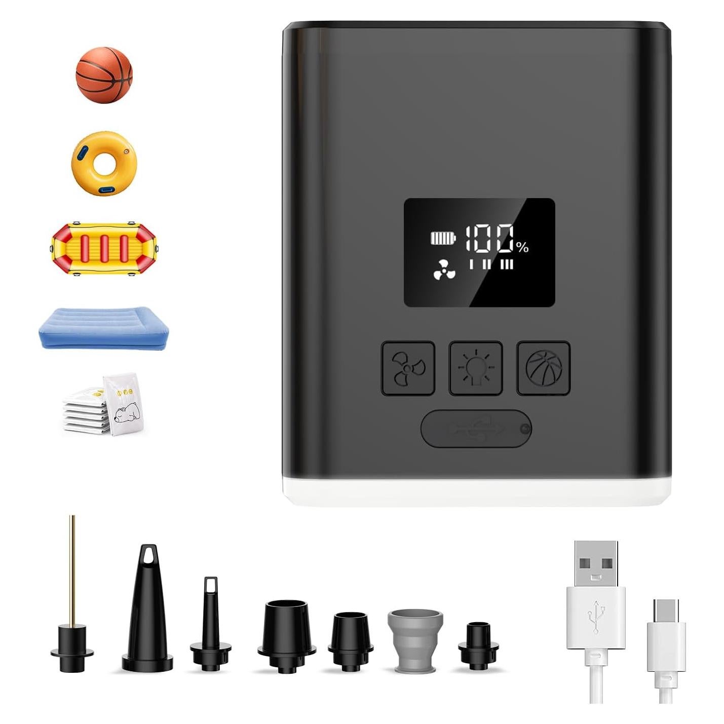 Bomba de Aire Eléctrica ZOPOM 5000mAh Portátil para Inflables