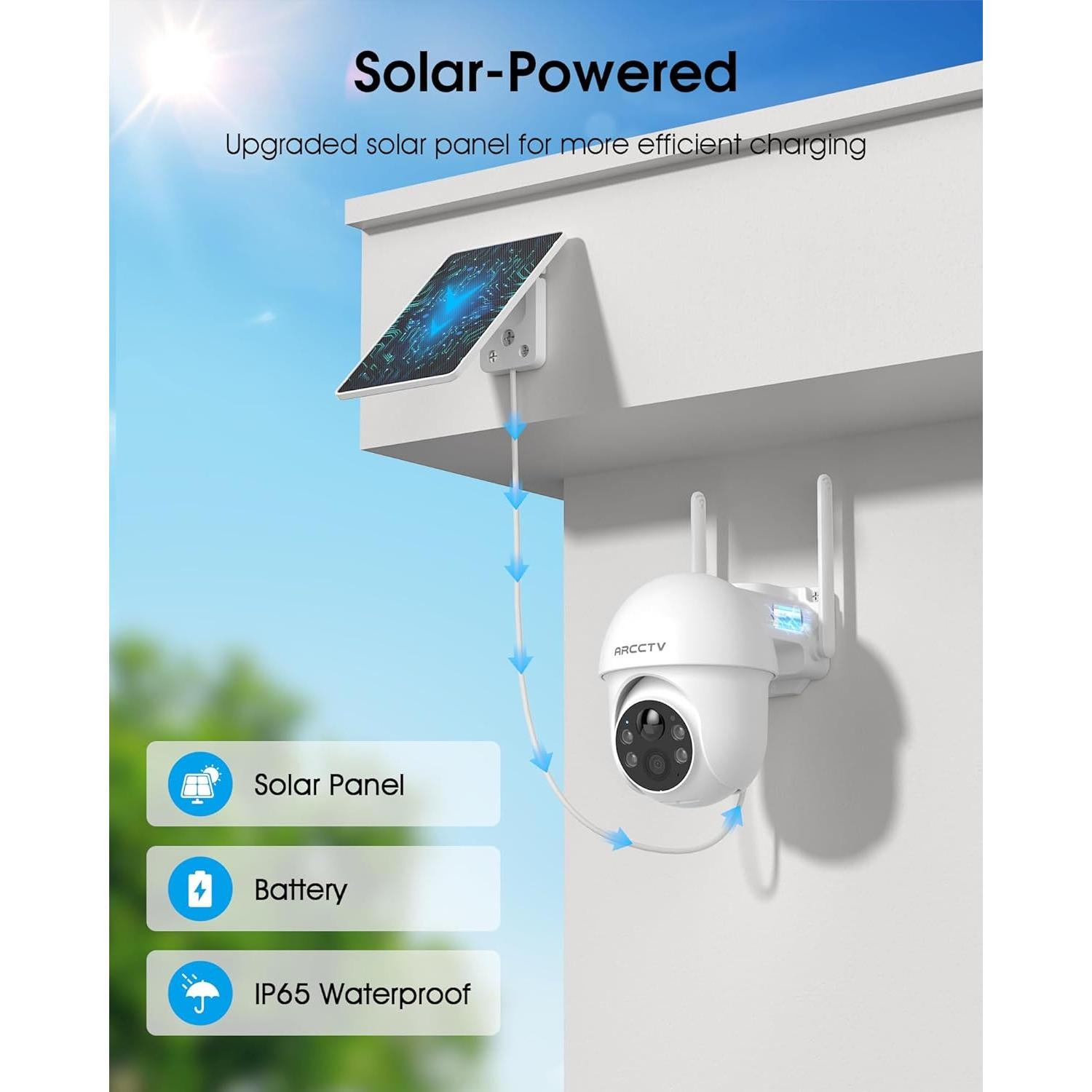 Cámara de Seguridad Solar Inalámbrica 4MP ARCCTV Q01 con Visión Nocturna