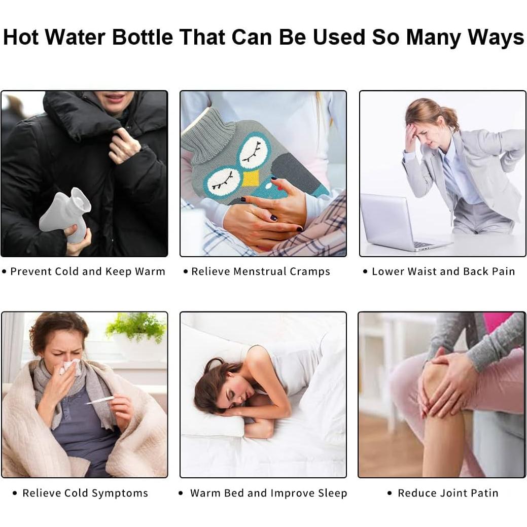 Botella de Agua Caliente 2L AIKOTOO con Funda Azul